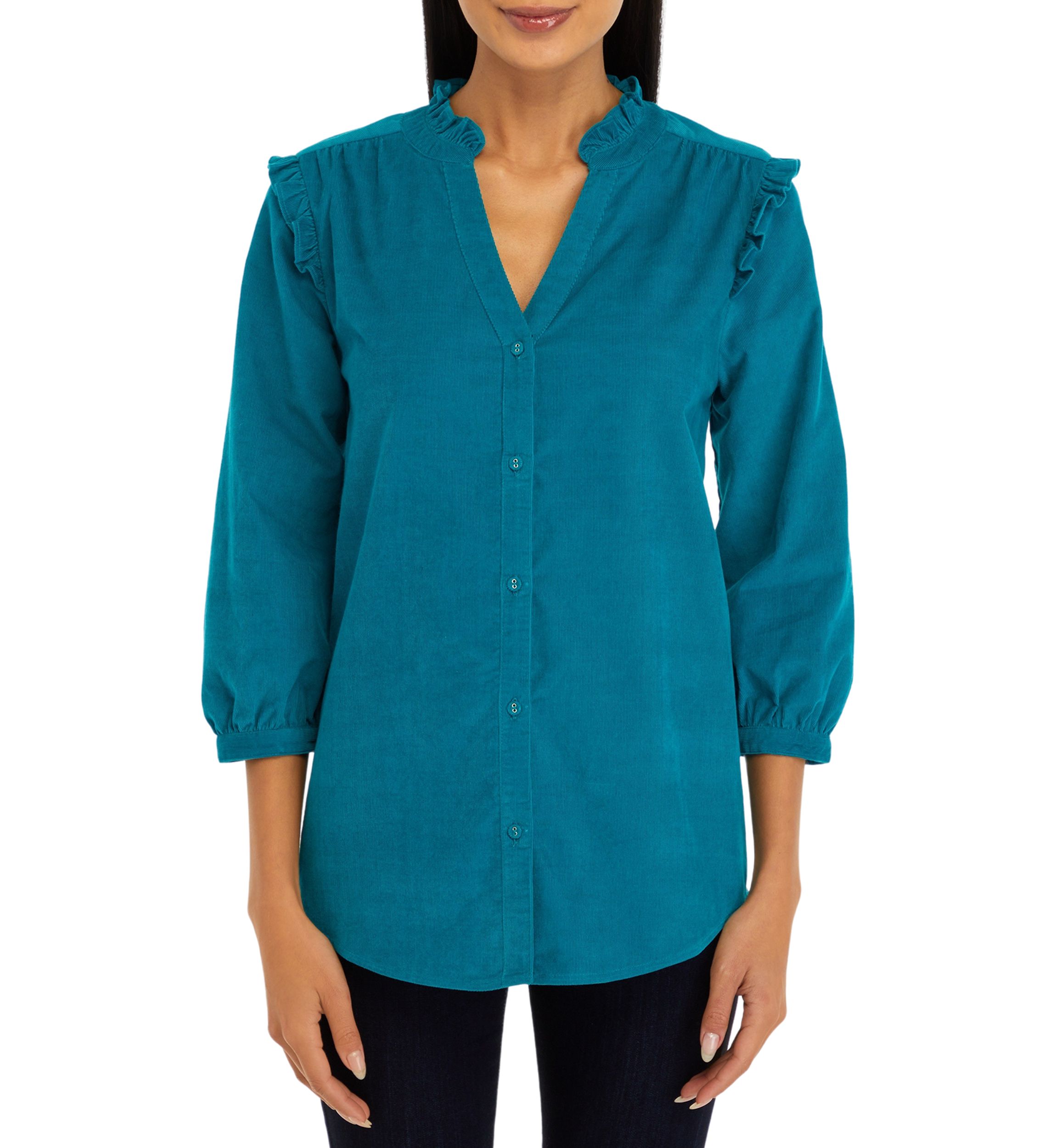 Womens Corduroy Button Front Top