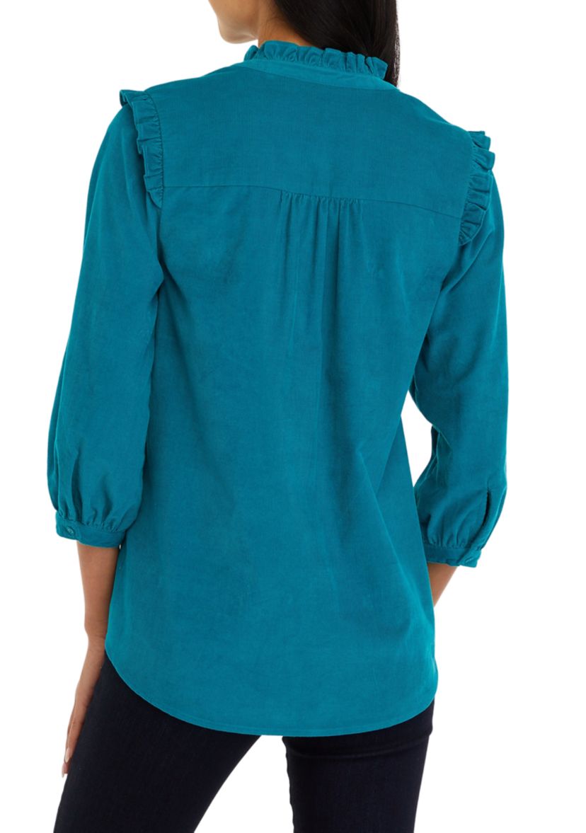 Womens Corduroy Button Front Top
