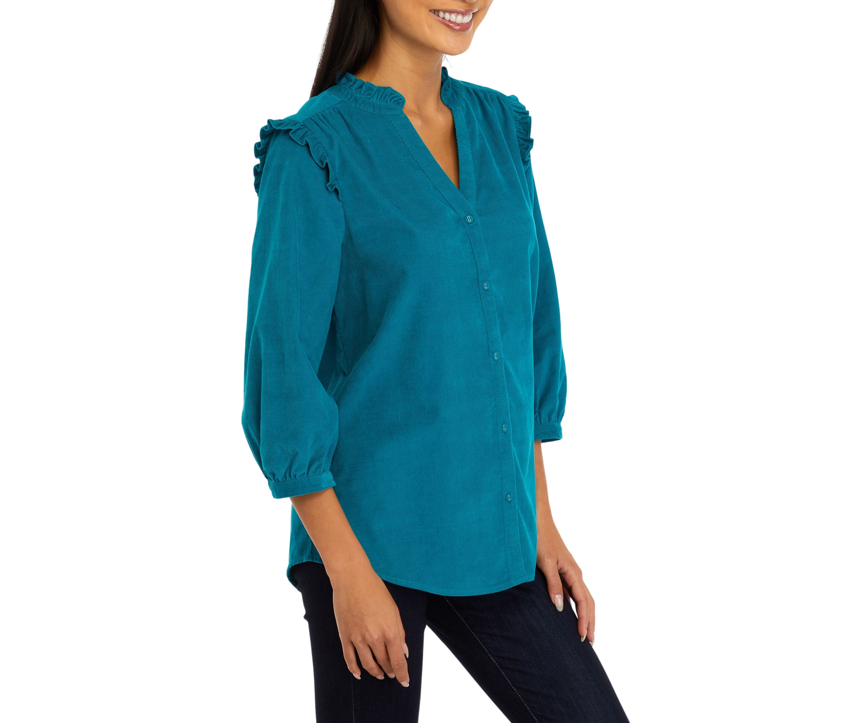 Womens Corduroy Button Front Top