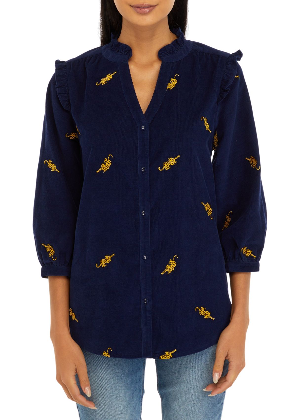 Corduroy Button Front Top 