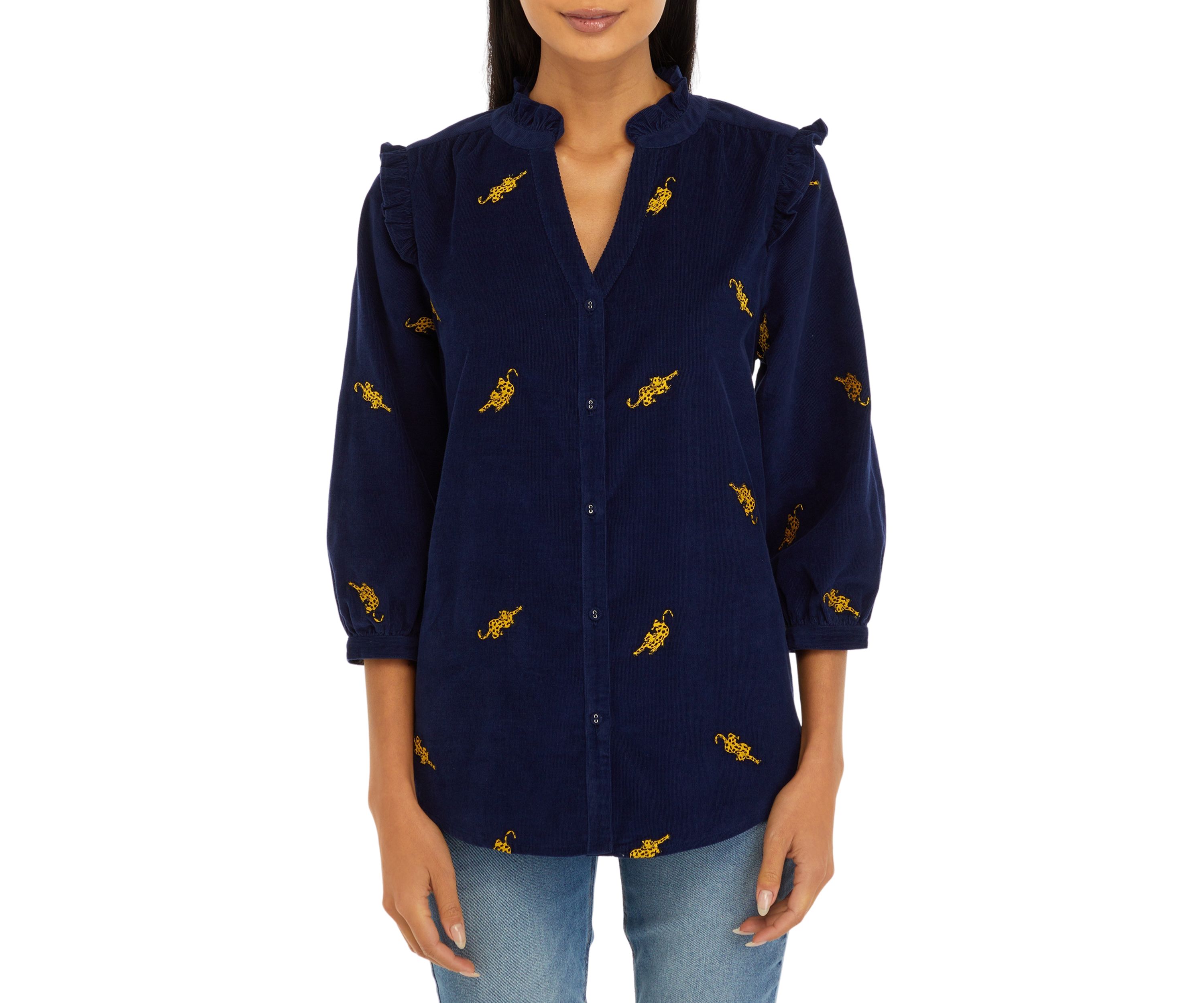 Corduroy Button Front Top 