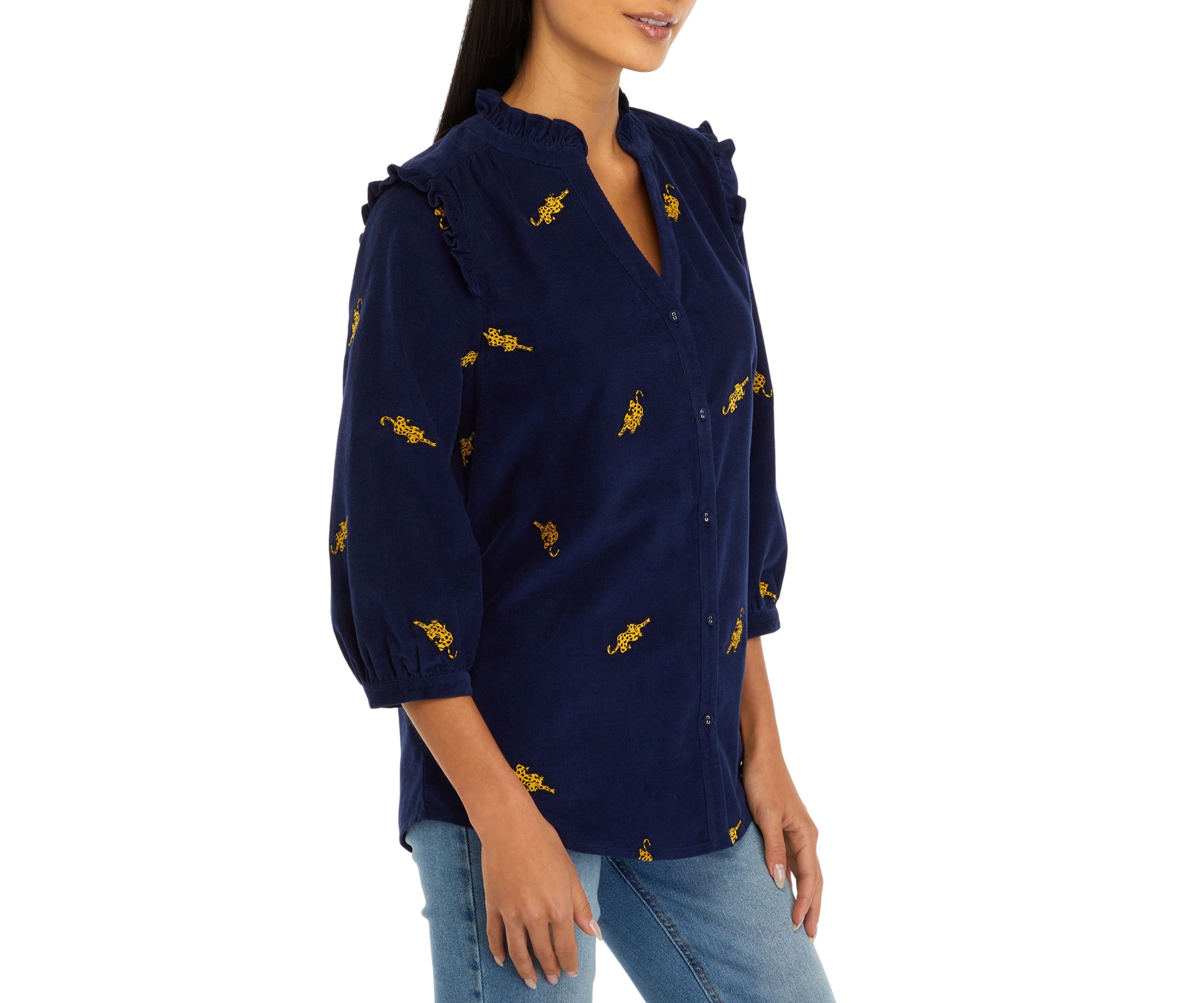 Corduroy Button Front Top 