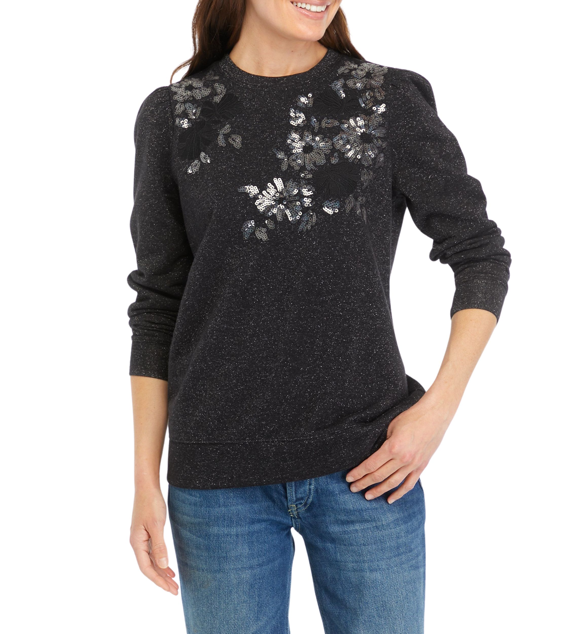 Womens Long Sleeve Sequin Sweatshirt