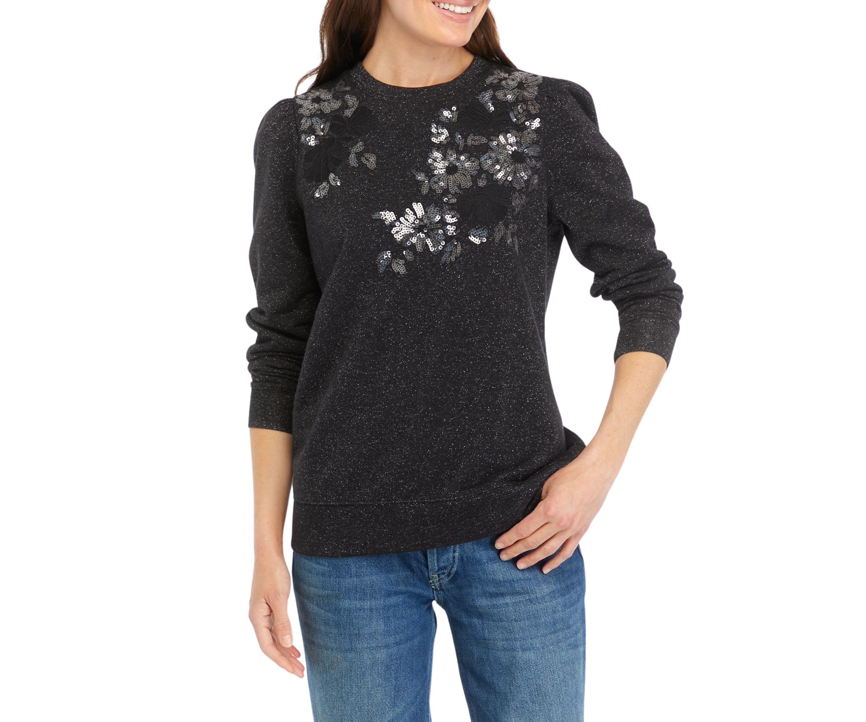 Womens Long Sleeve Sequin Sweatshirt