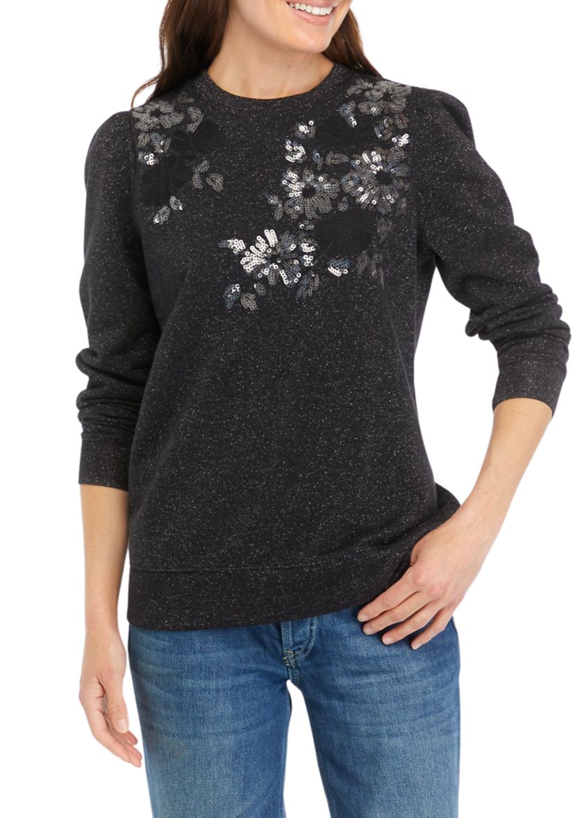 Womens Long Sleeve Sequin Sweatshirt