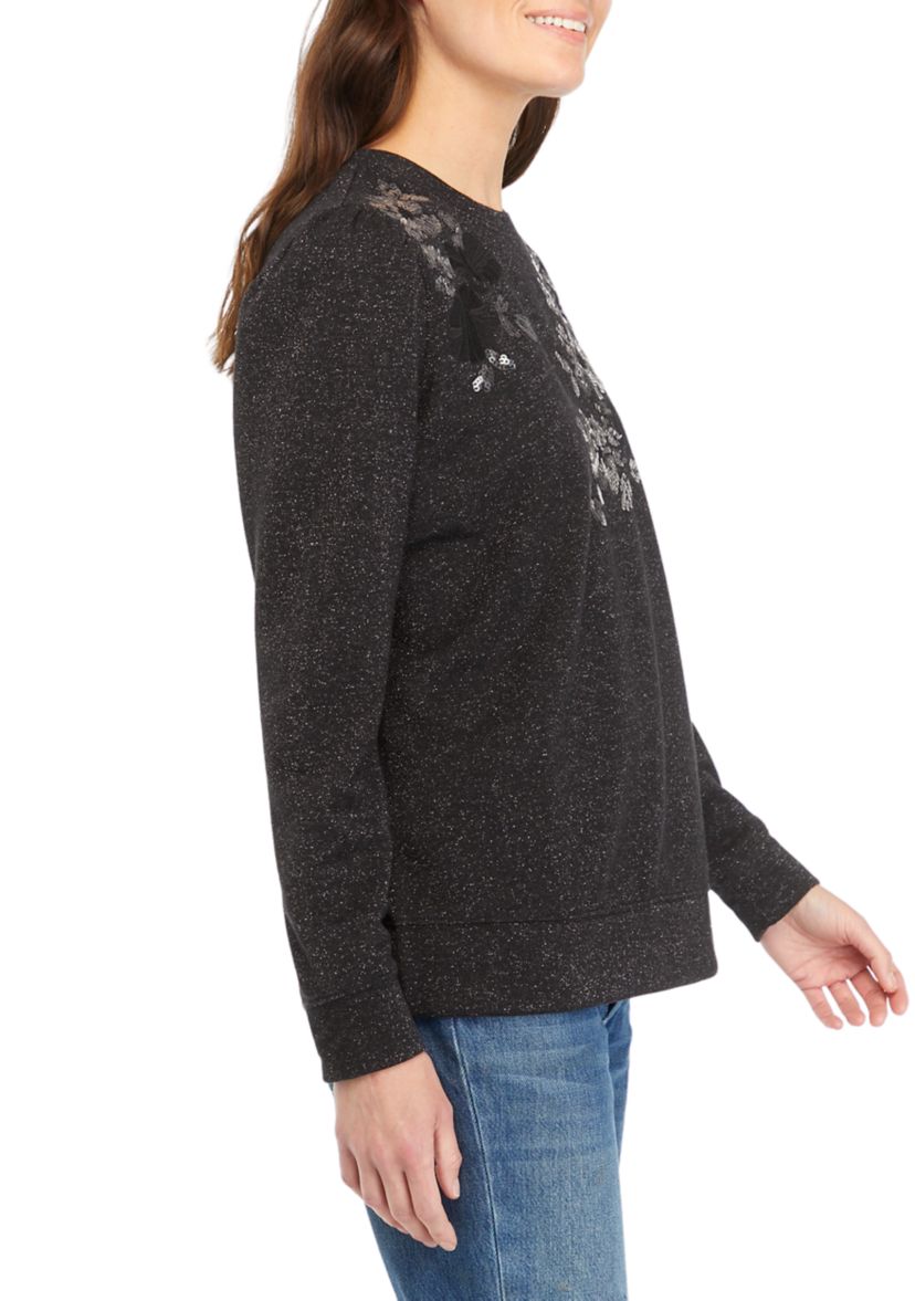 Womens Long Sleeve Sequin Sweatshirt