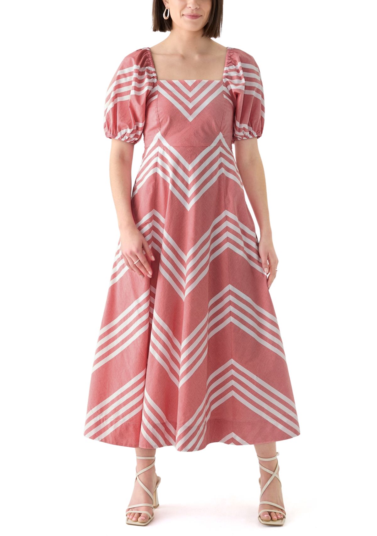 Womens Short Sleeve Printed Square Neck Maxi Dress 