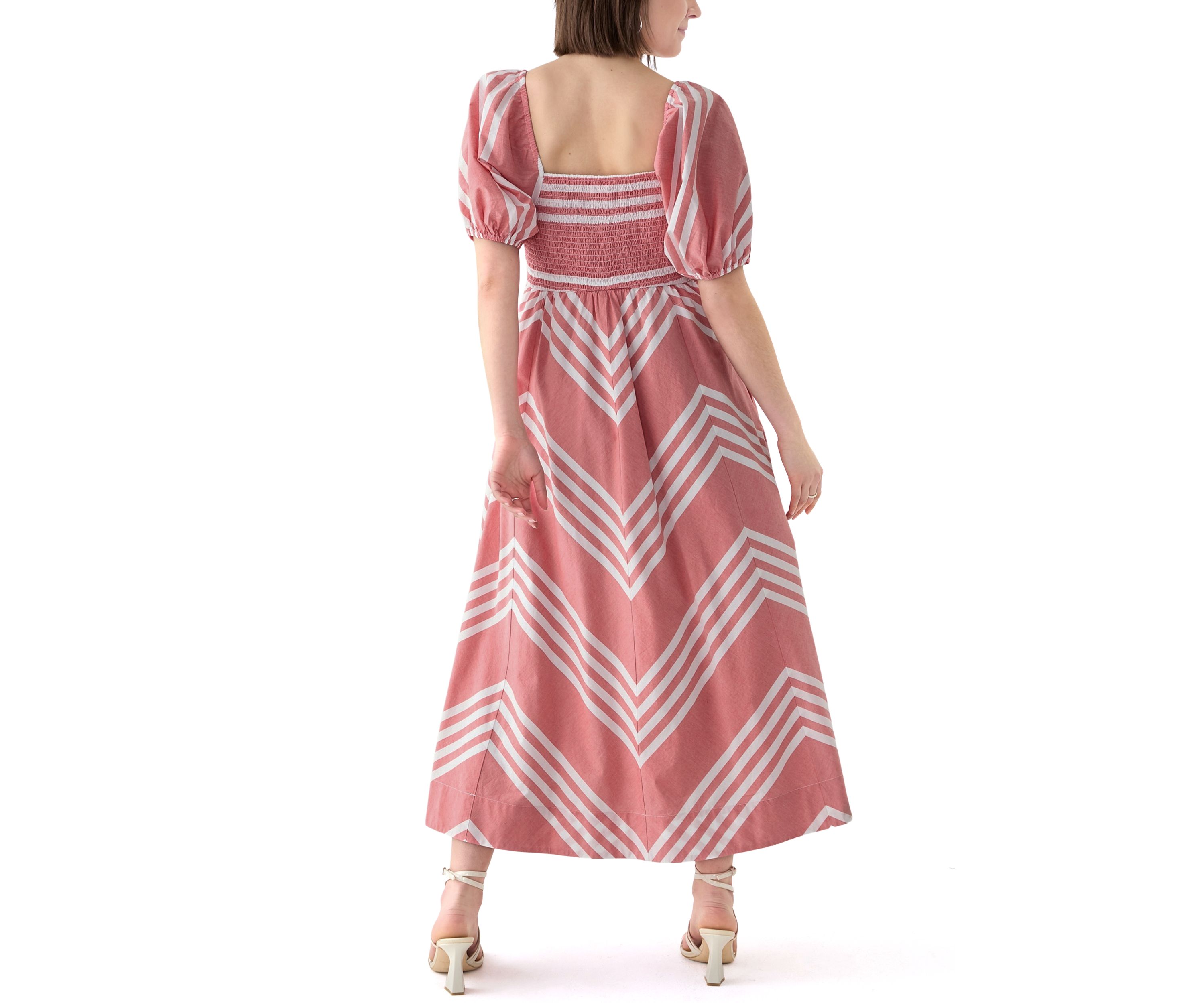 Womens Short Sleeve Printed Square Neck Maxi Dress 