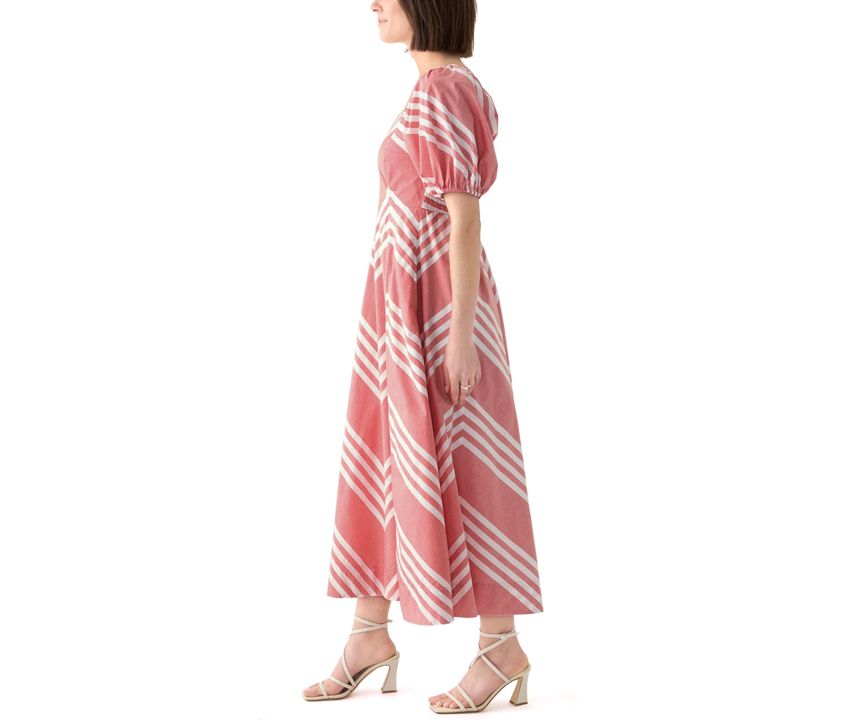 Womens Short Sleeve Printed Square Neck Maxi Dress 