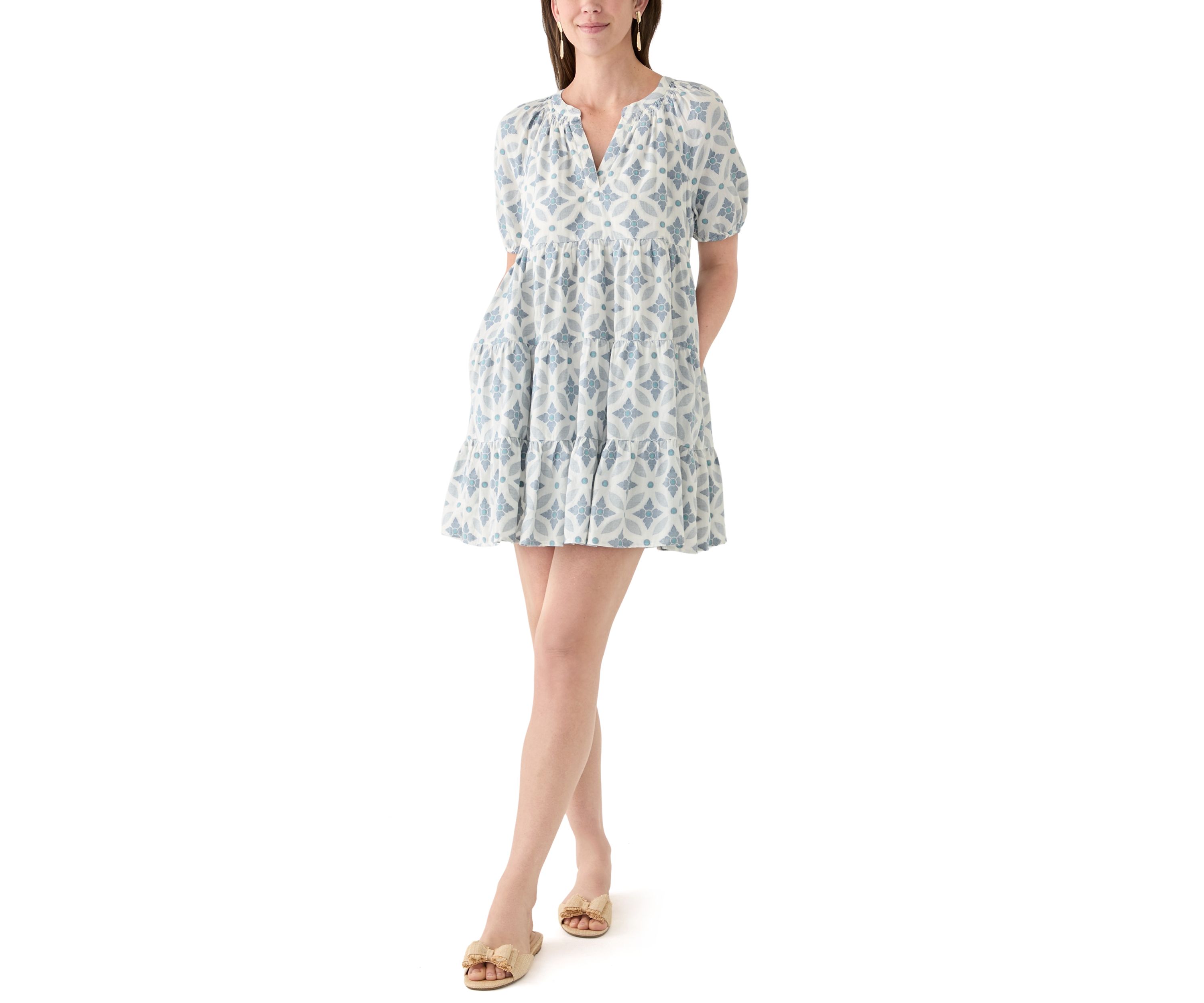 Womens Short Sleeve Peasant Dress