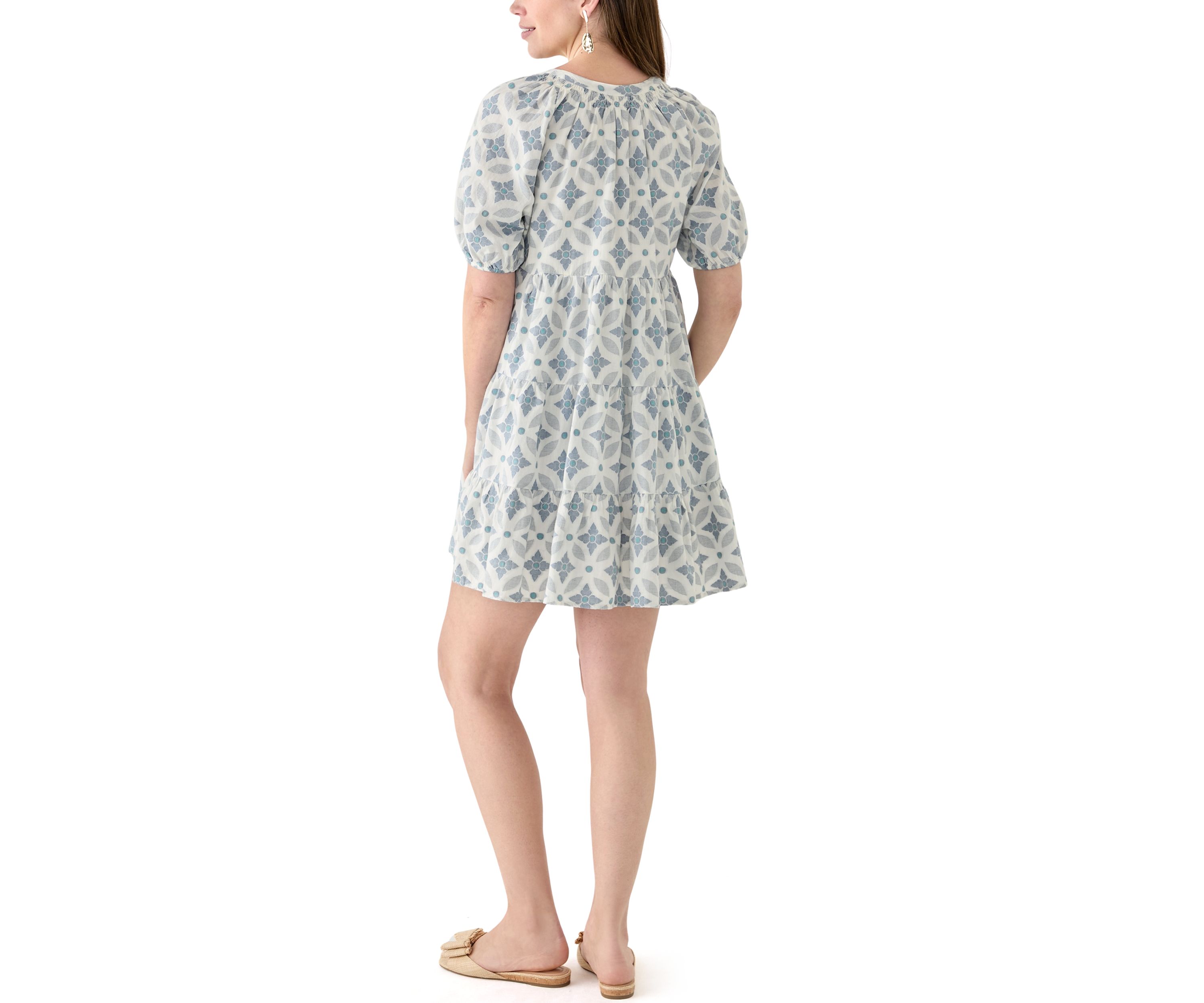 Womens Short Sleeve Peasant Dress