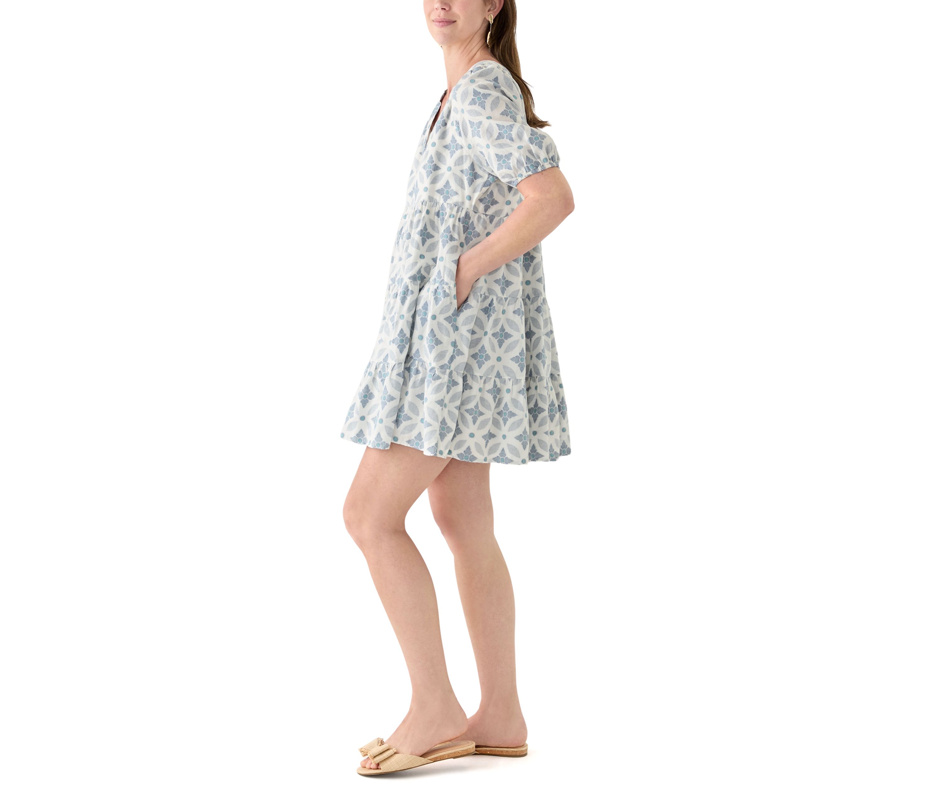 Womens Short Sleeve Peasant Dress