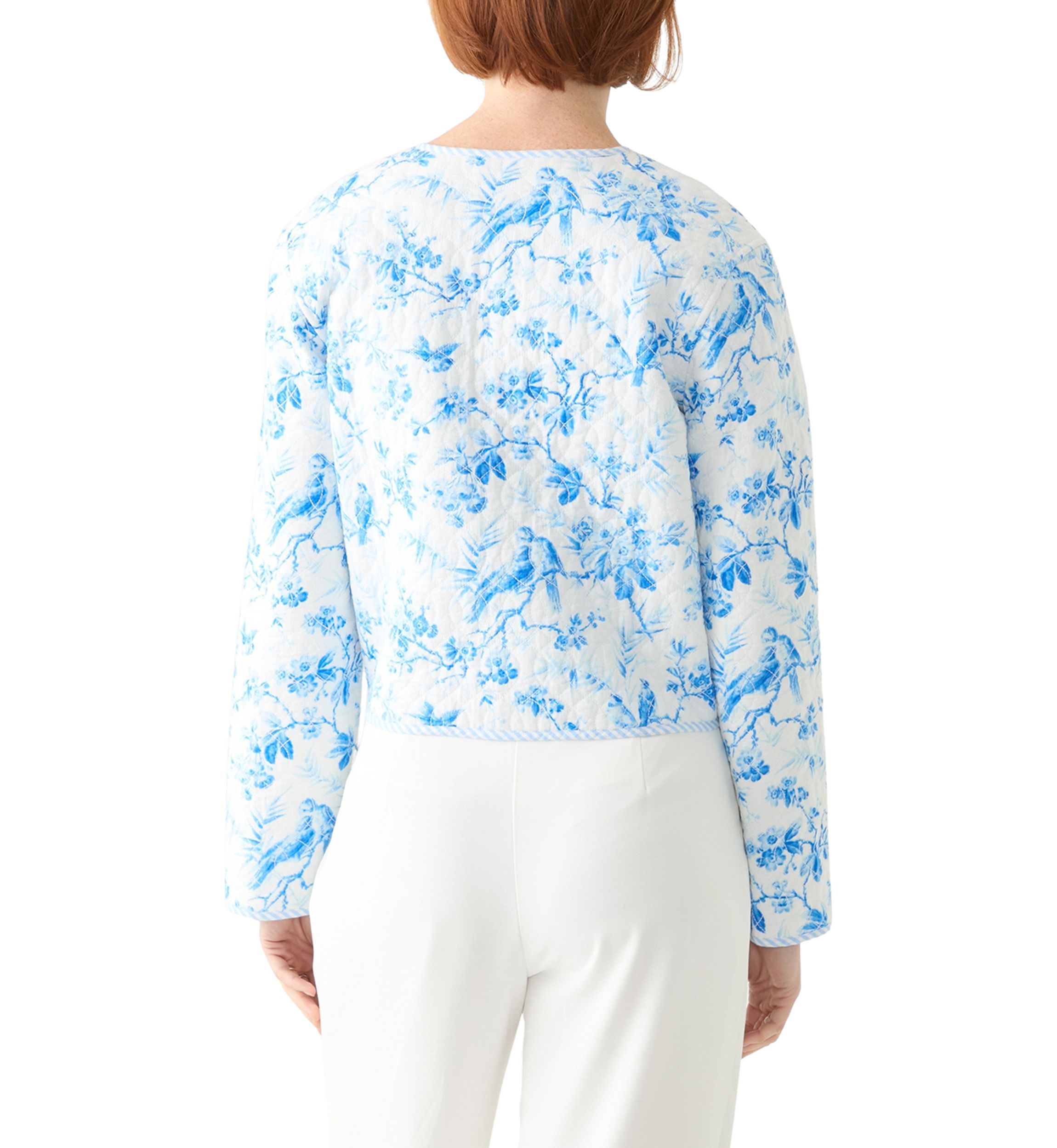 Plus Size Long Sleeve Floral Quilted Jacket 
