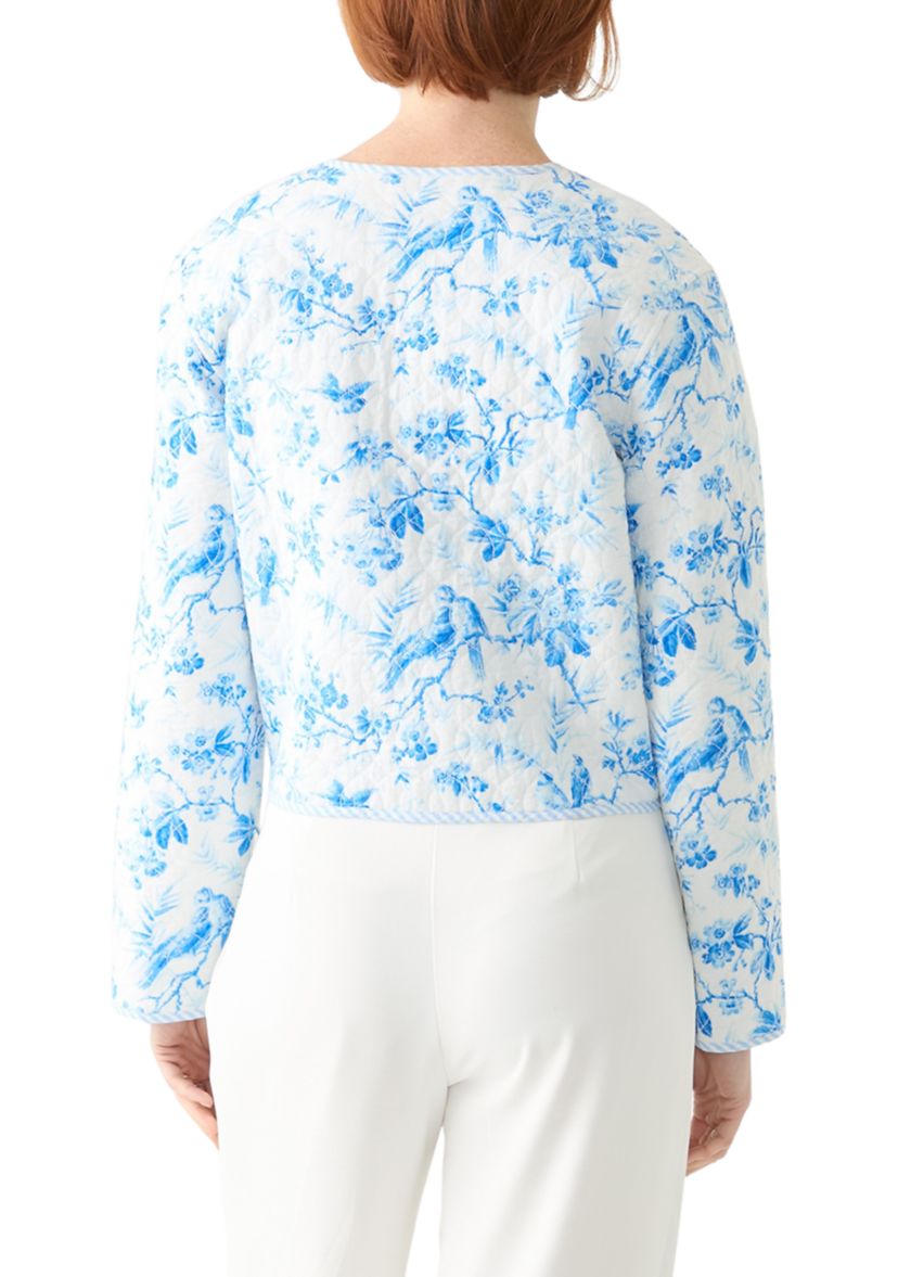 Plus Size Long Sleeve Floral Quilted Jacket 