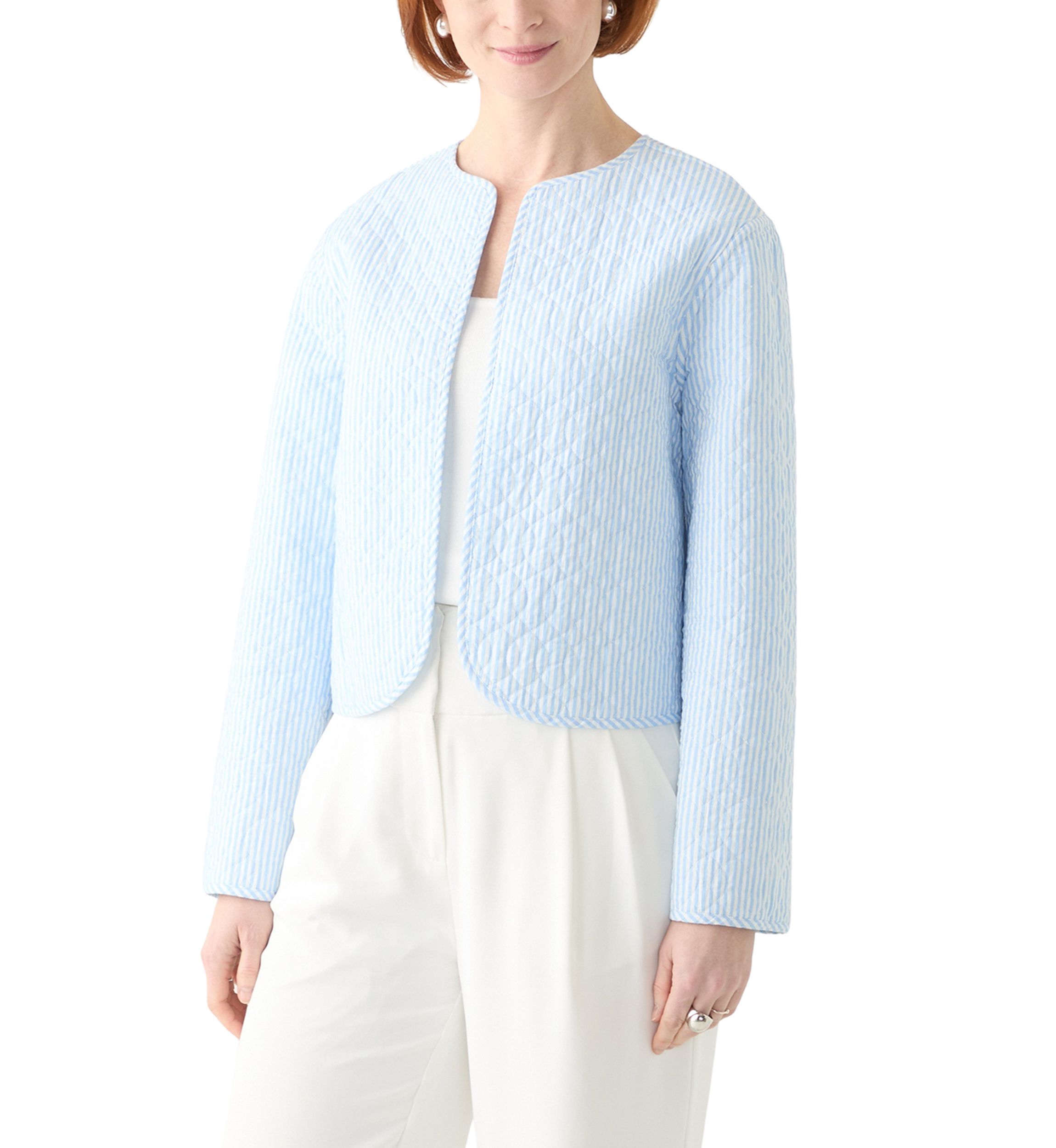 Plus Size Long Sleeve Floral Quilted Jacket 