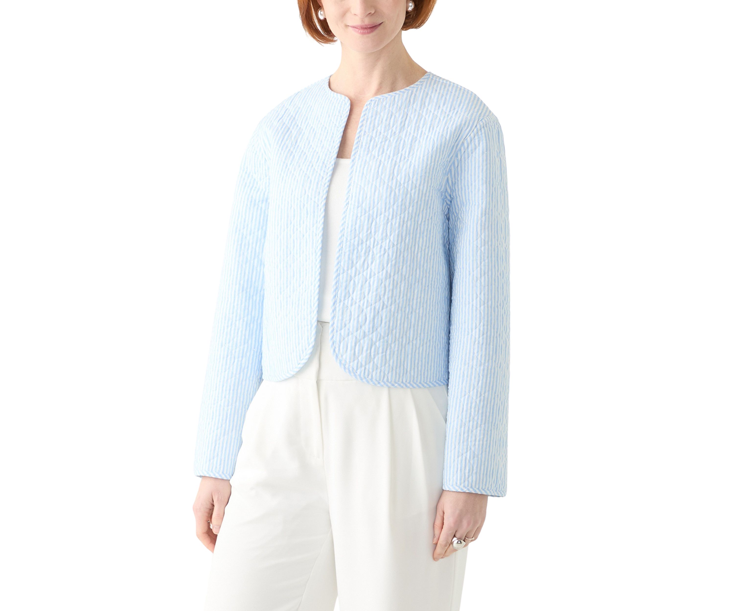 Plus Size Long Sleeve Floral Quilted Jacket 