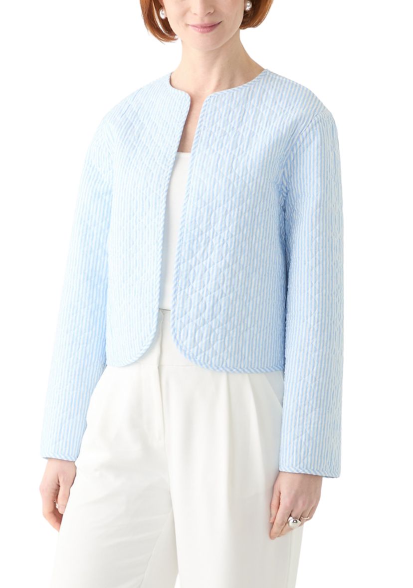 Plus Size Long Sleeve Floral Quilted Jacket 