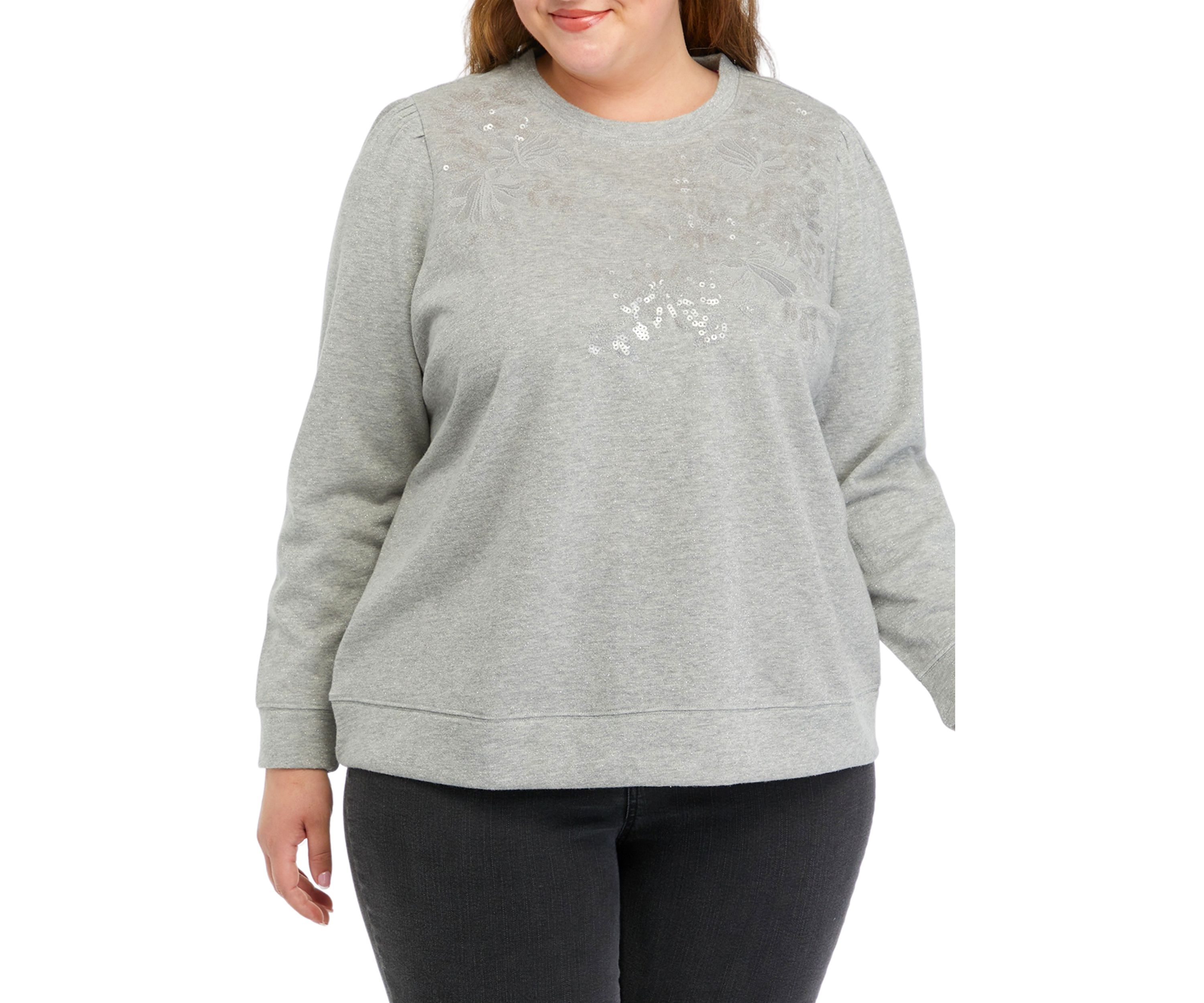 Plus Size Solid Sequin Sweatshirt