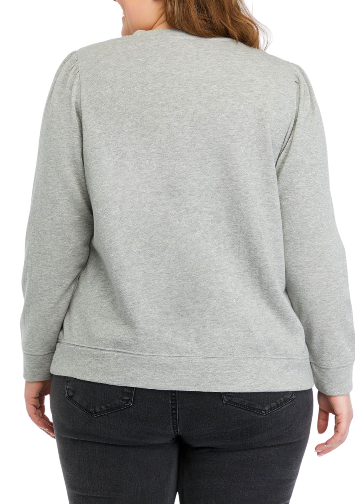 Plus Size Solid Sequin Sweatshirt