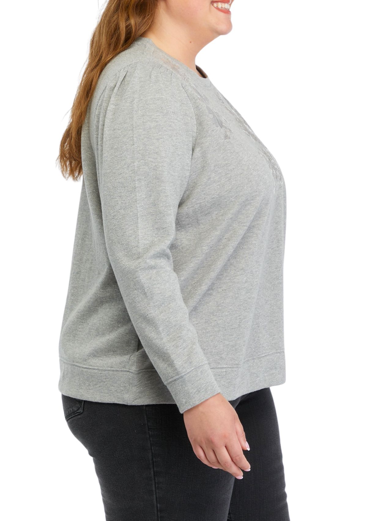 Plus Size Solid Sequin Sweatshirt