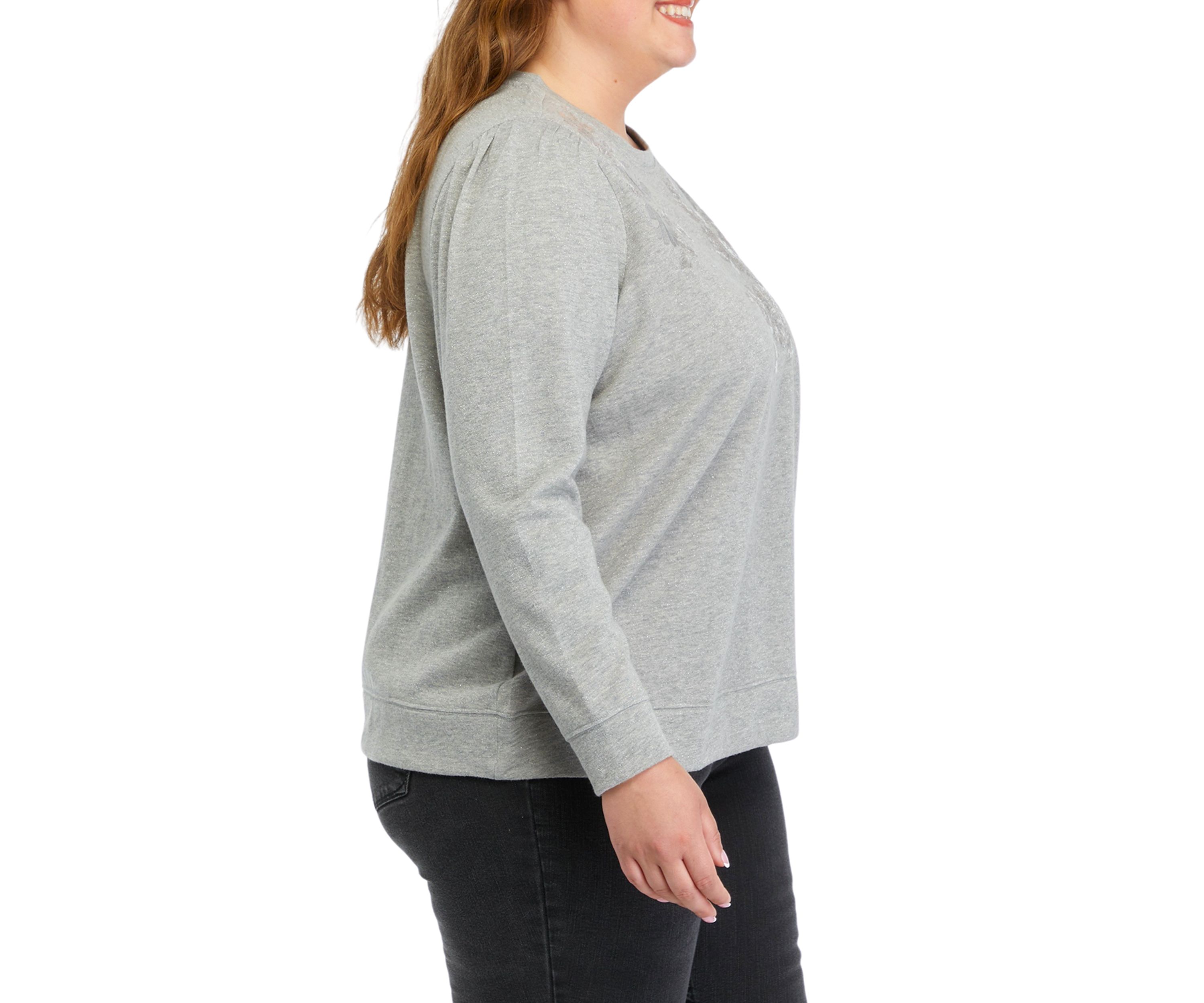 Plus Size Solid Sequin Sweatshirt