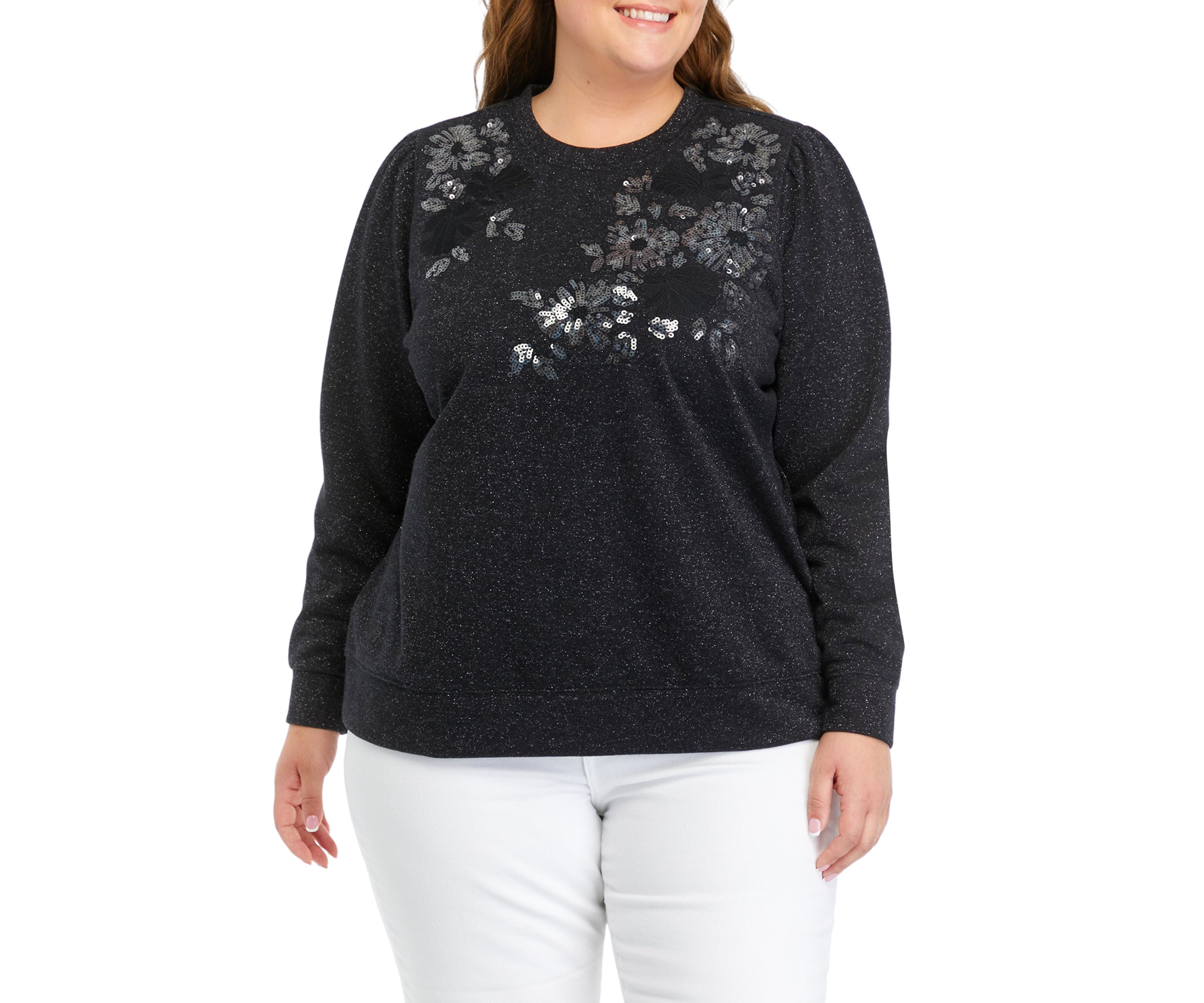 Plus Size Long Sleeve Sequin Sweatshirt
