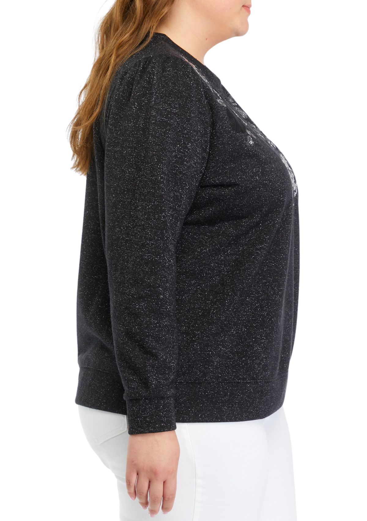 Plus Size Long Sleeve Sequin Sweatshirt