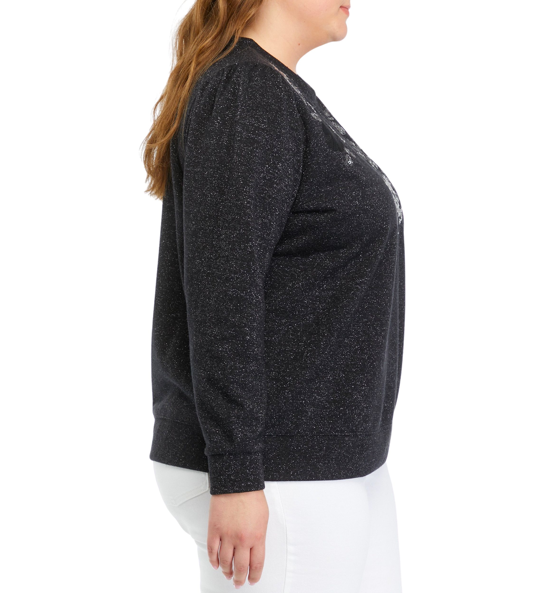 Plus Size Long Sleeve Sequin Sweatshirt