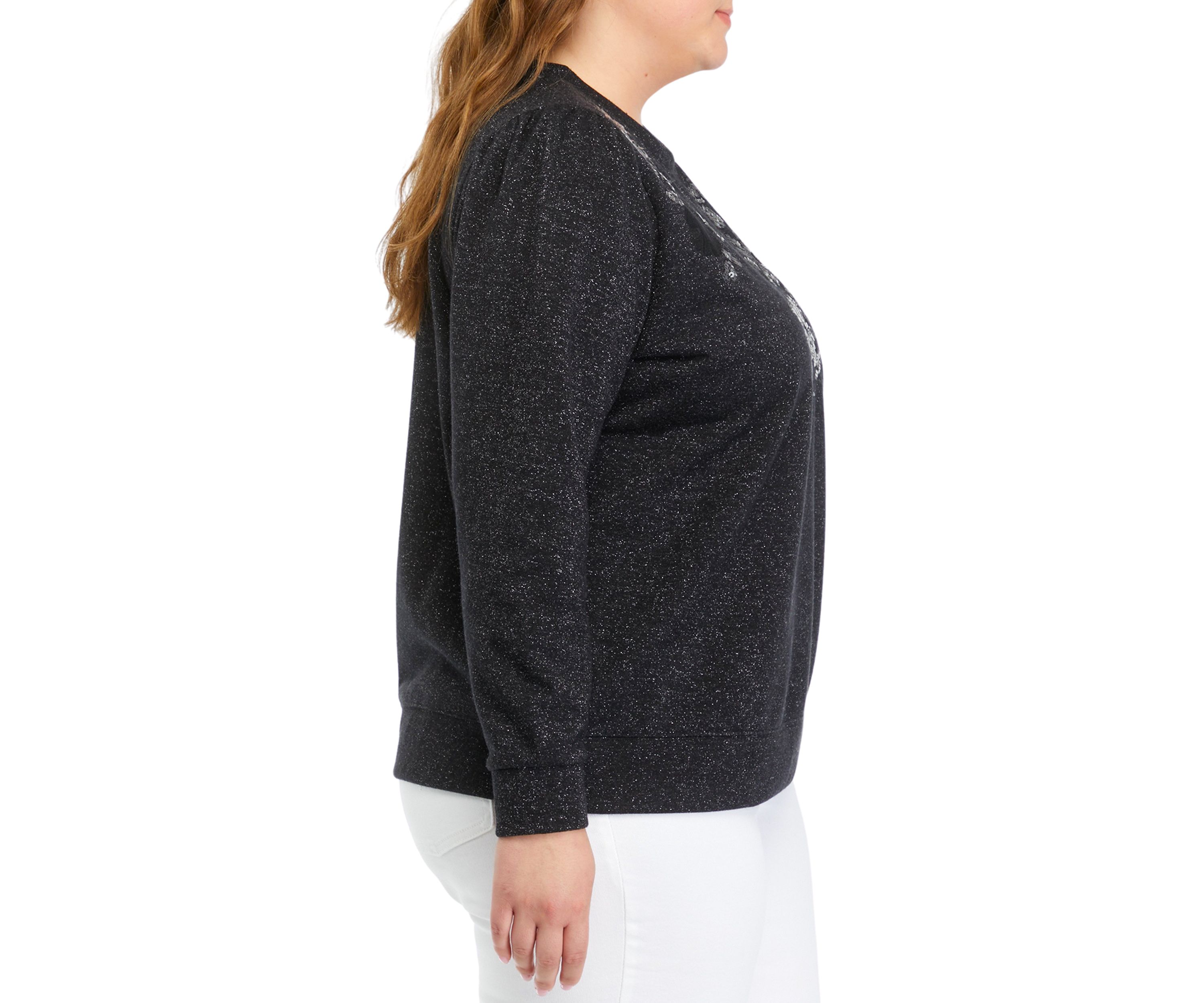 Plus Size Long Sleeve Sequin Sweatshirt