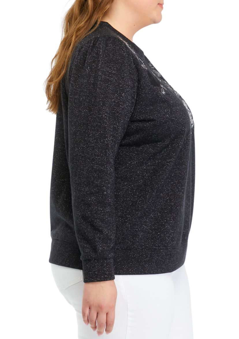 Plus Size Long Sleeve Sequin Sweatshirt