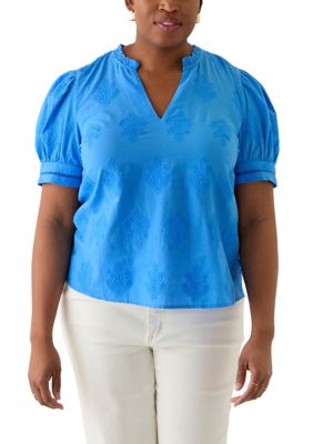Crown & Ivy Women's Plus Size Embroidered Woven Top, 1X