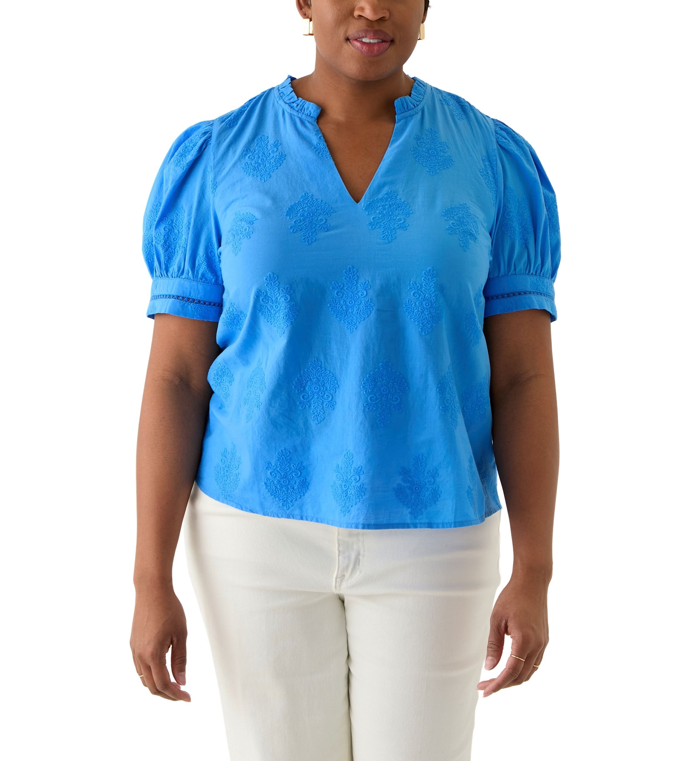 Plus Size Embroidered Woven Top