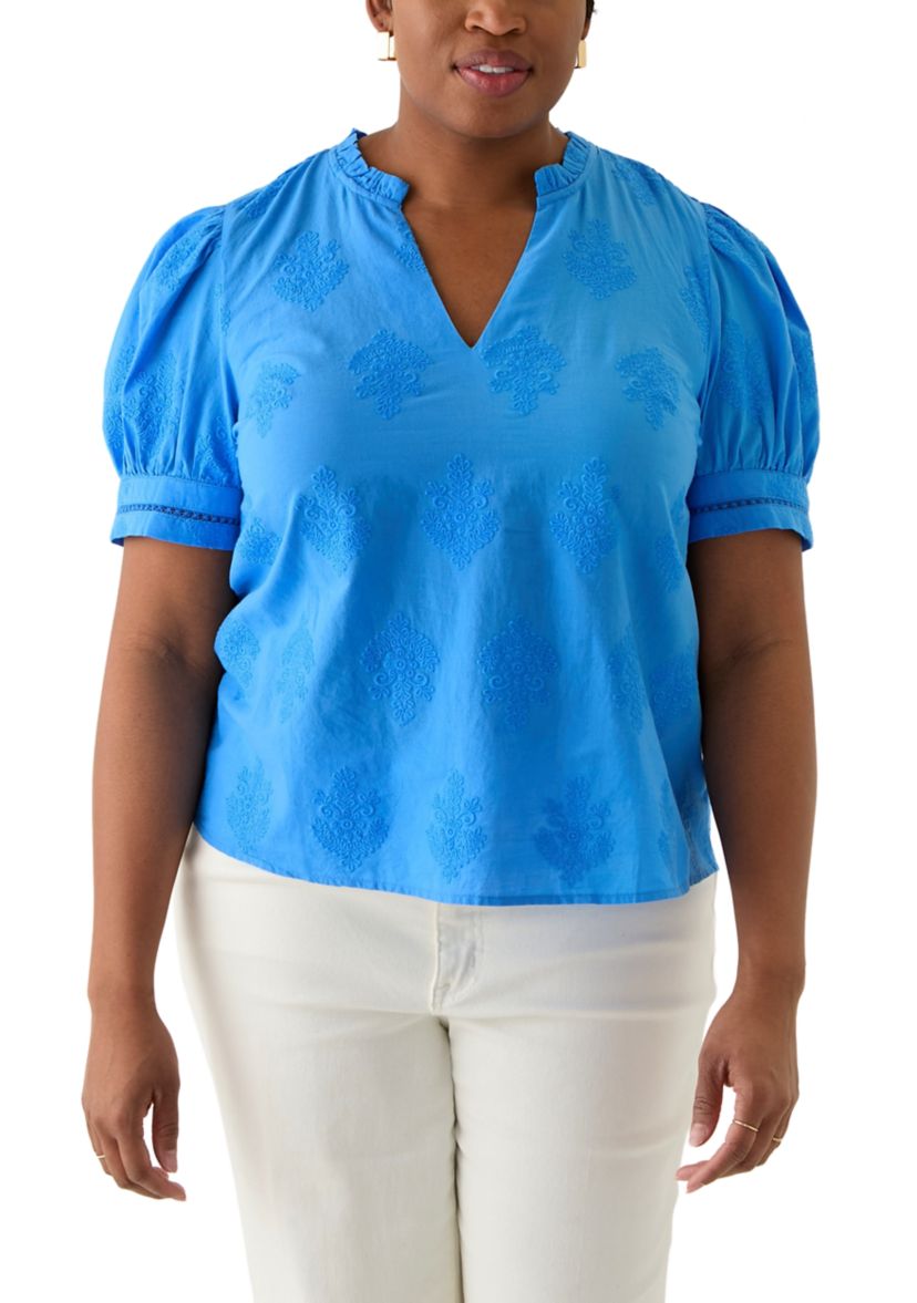 Plus Size Embroidered Woven Top