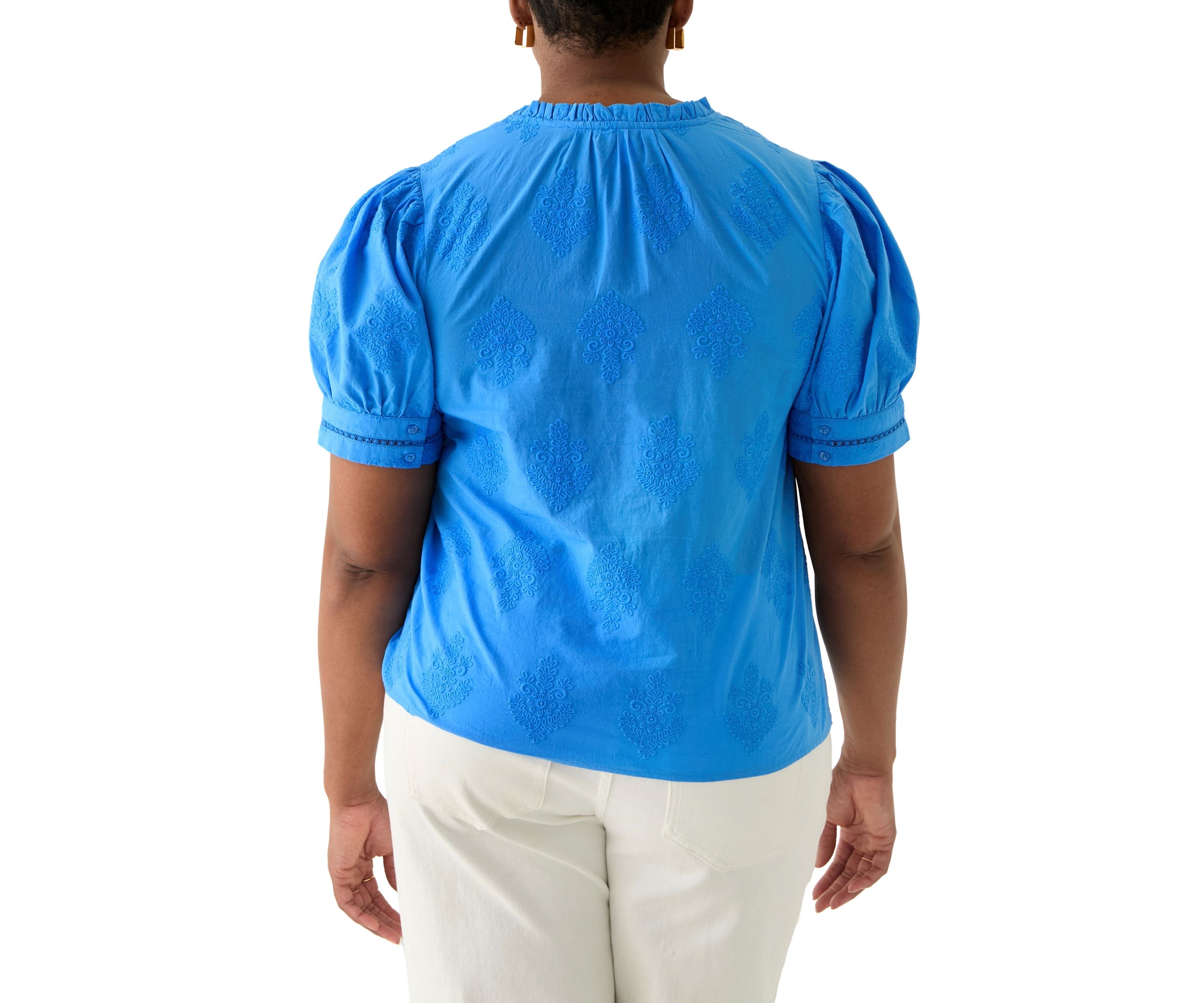 Plus Size Embroidered Woven Top