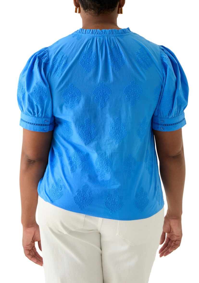 Plus Size Embroidered Woven Top