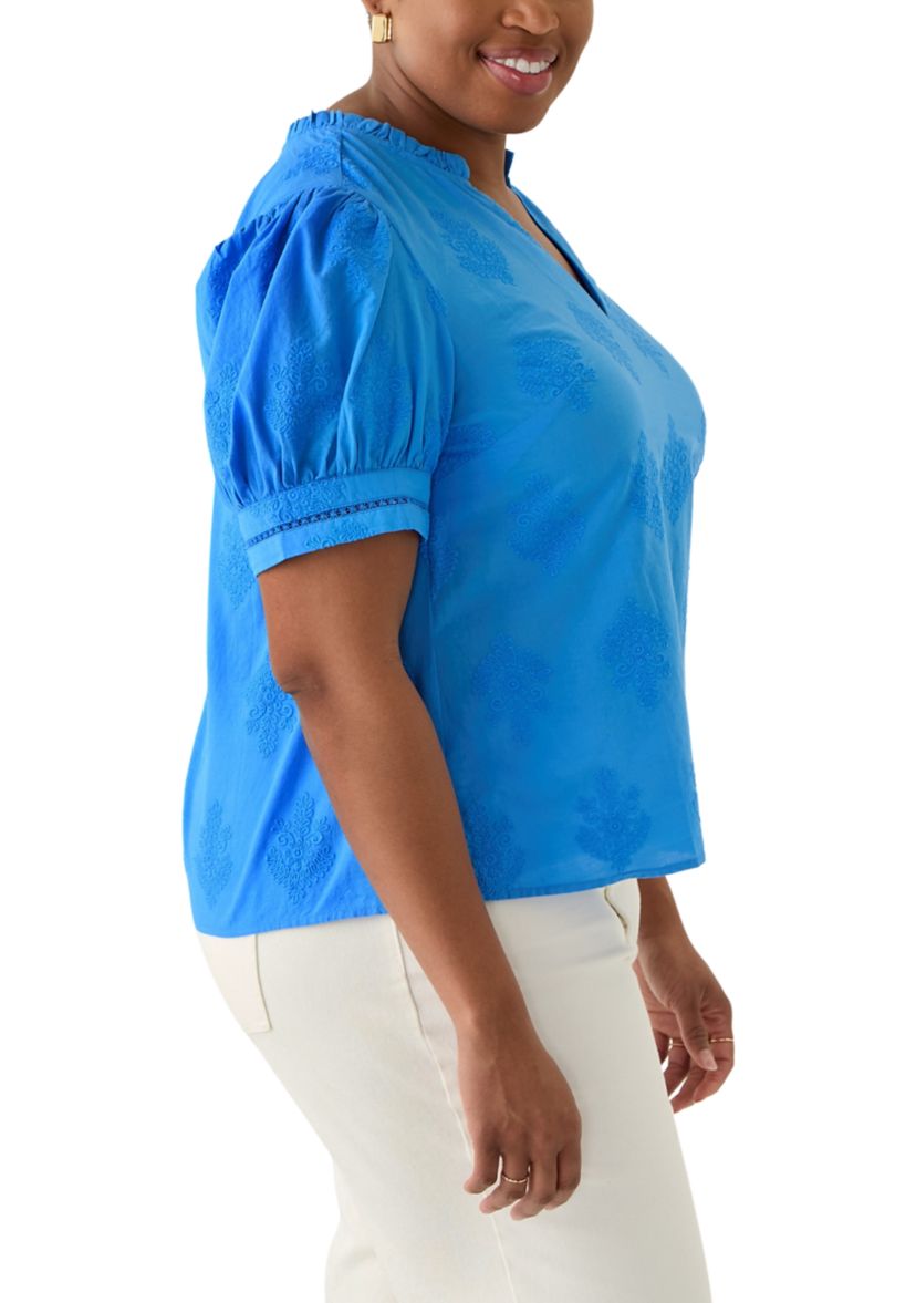 Plus Size Embroidered Woven Top