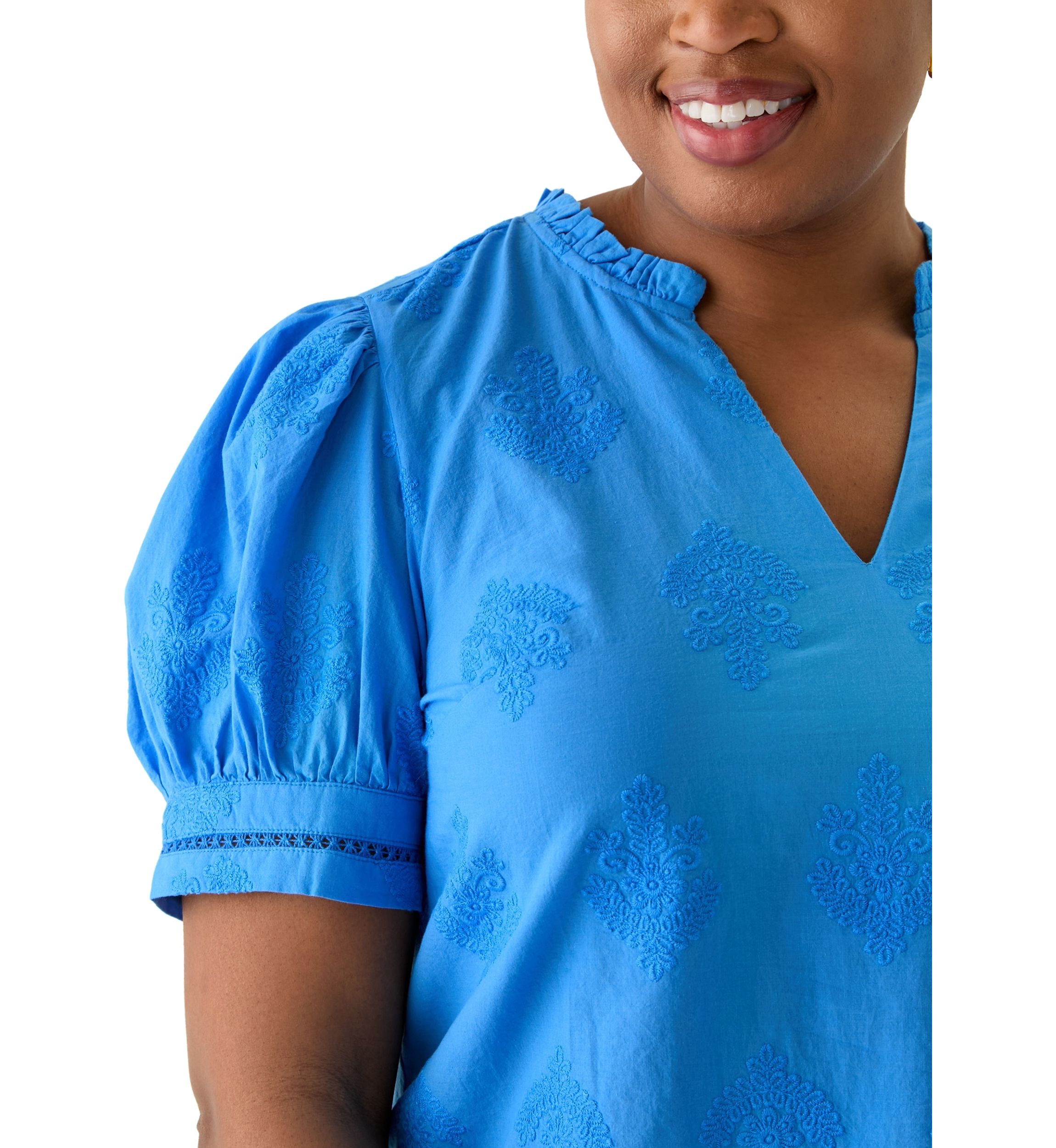 Plus Size Embroidered Woven Top