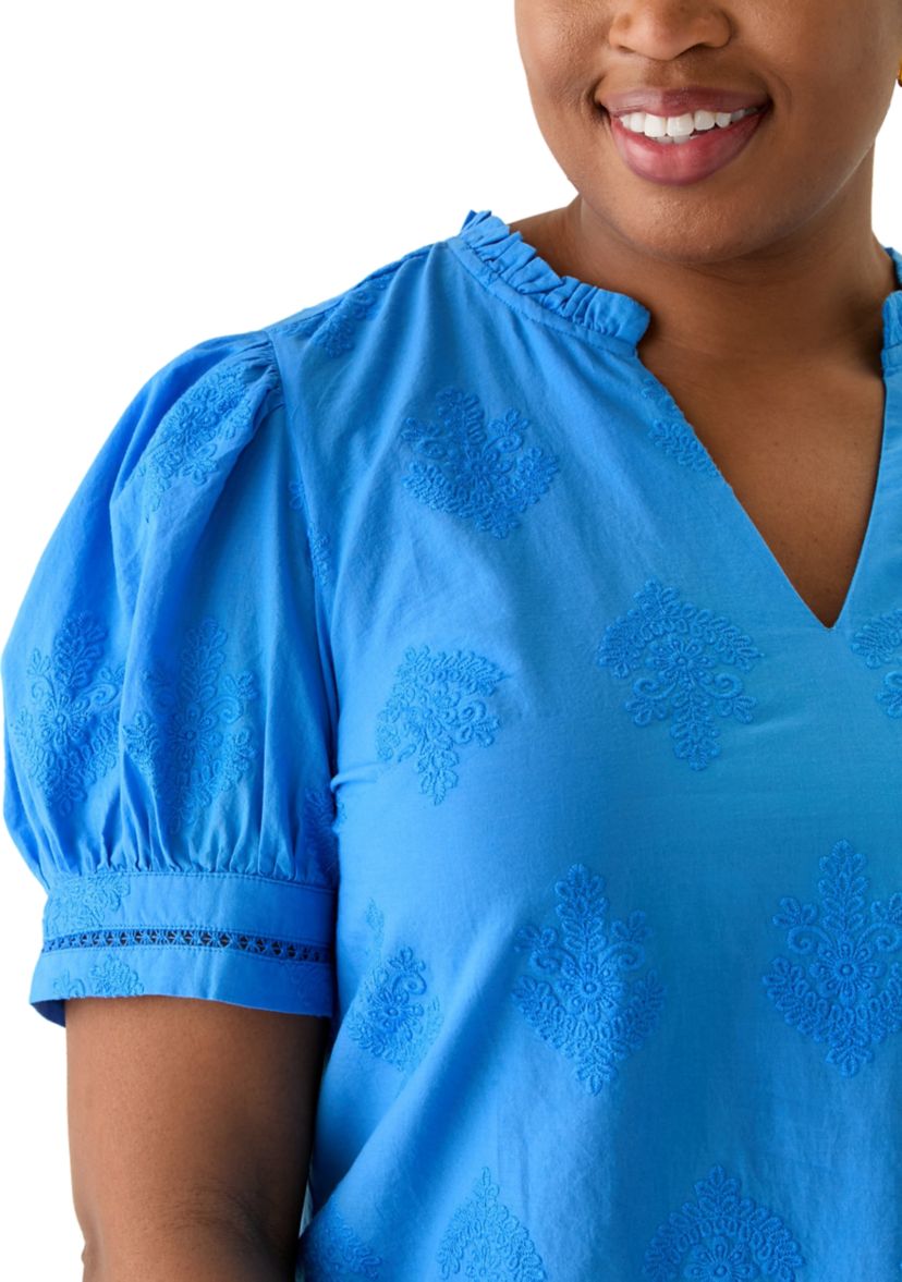 Plus Size Embroidered Woven Top