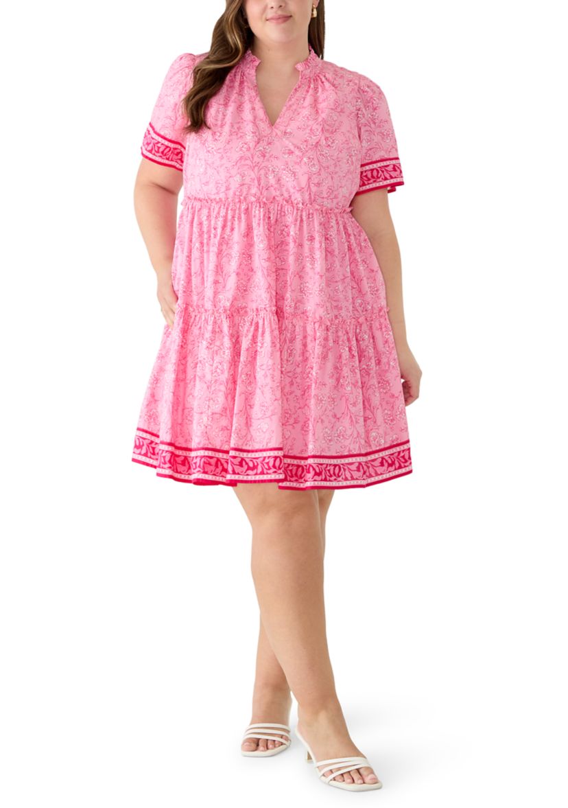 plus size fit and flare mini dress Sugarlips Plus Size Lussie Collared Short Sleeve Fit and Flare Mini Dress, Womens, 3X, Fuchsia
