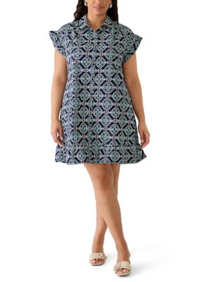 Crown & Ivy Women's Short Flutter Sleeve Printed Mini Dress