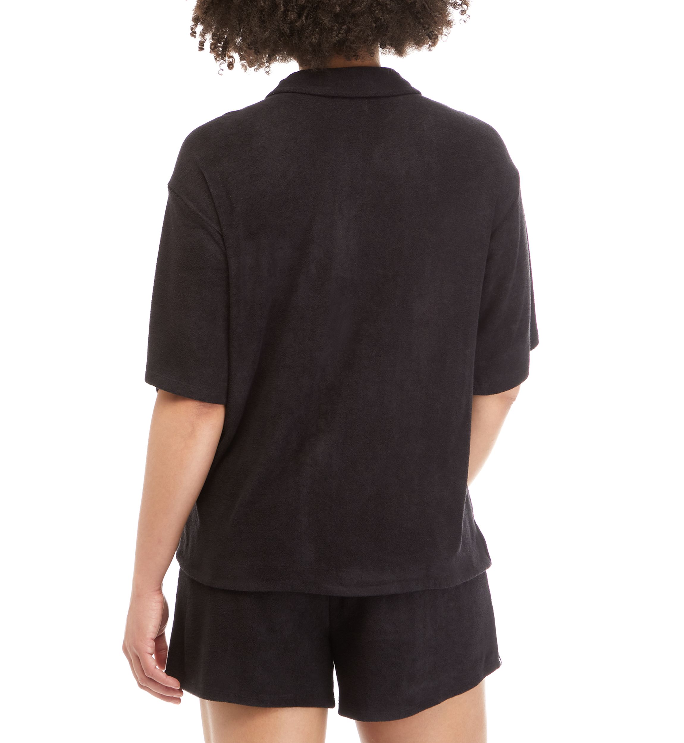 Juniors Terry Button Down Shirt 