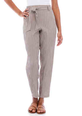 Project Cece  Striped Linen Pants with Elastic Legs