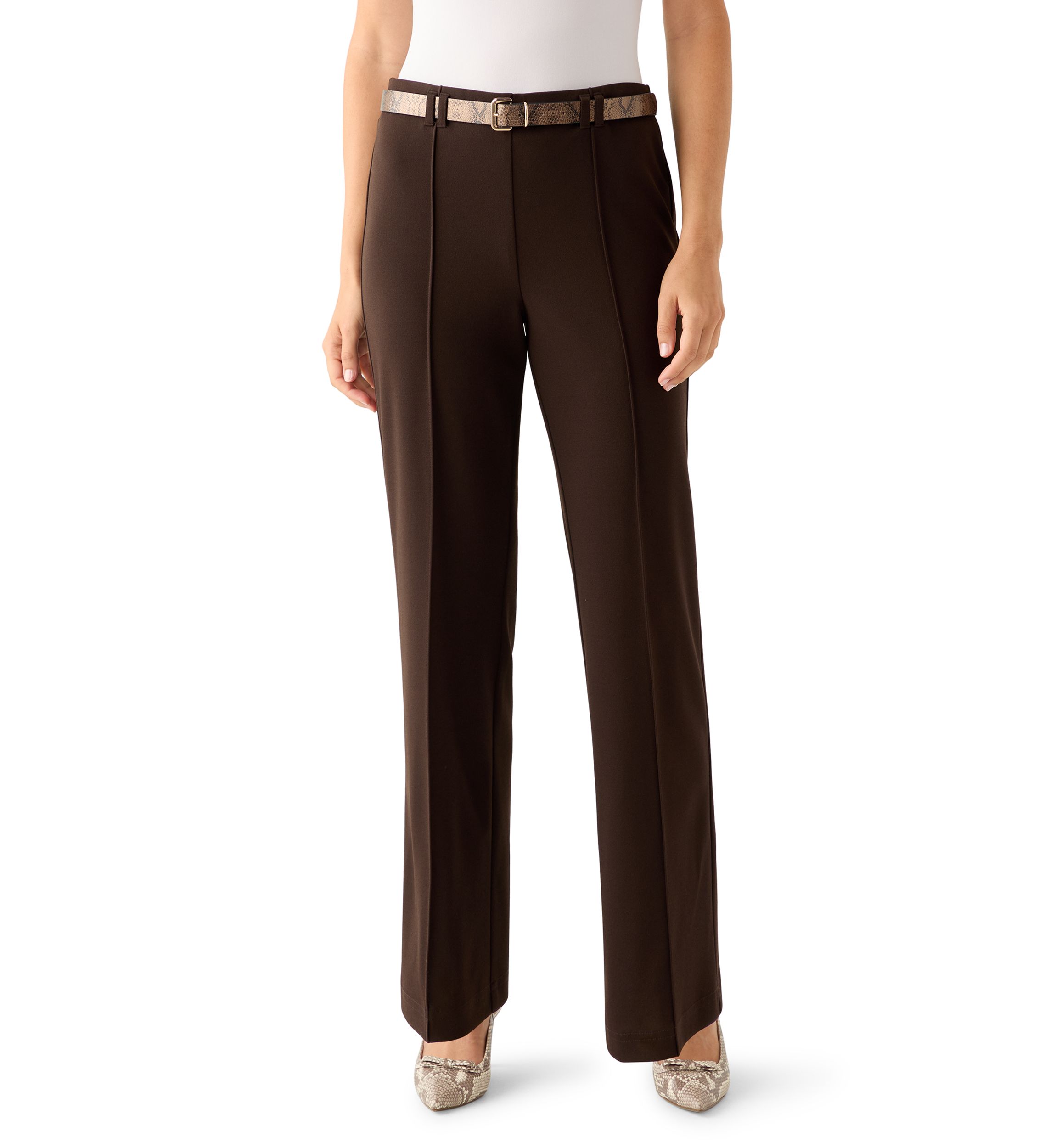 Womens Belted Wide Leg Pants
