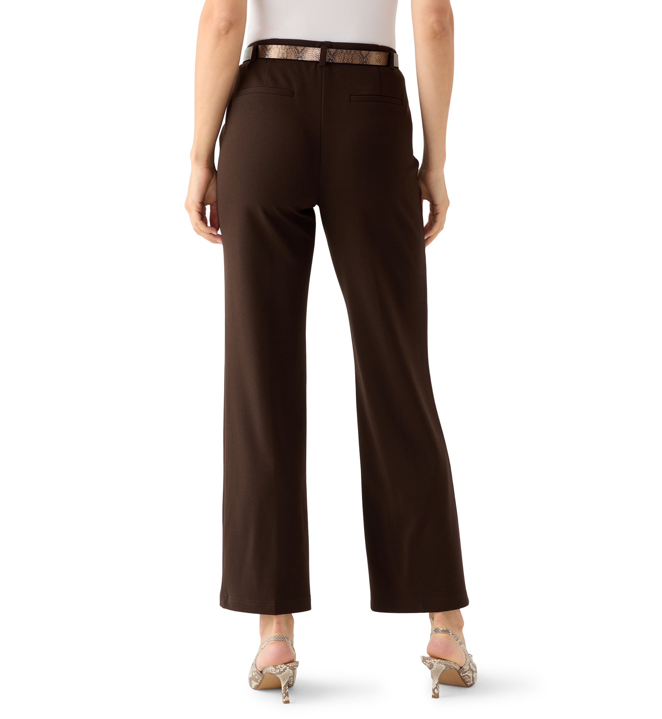 Womens Belted Wide Leg Pants