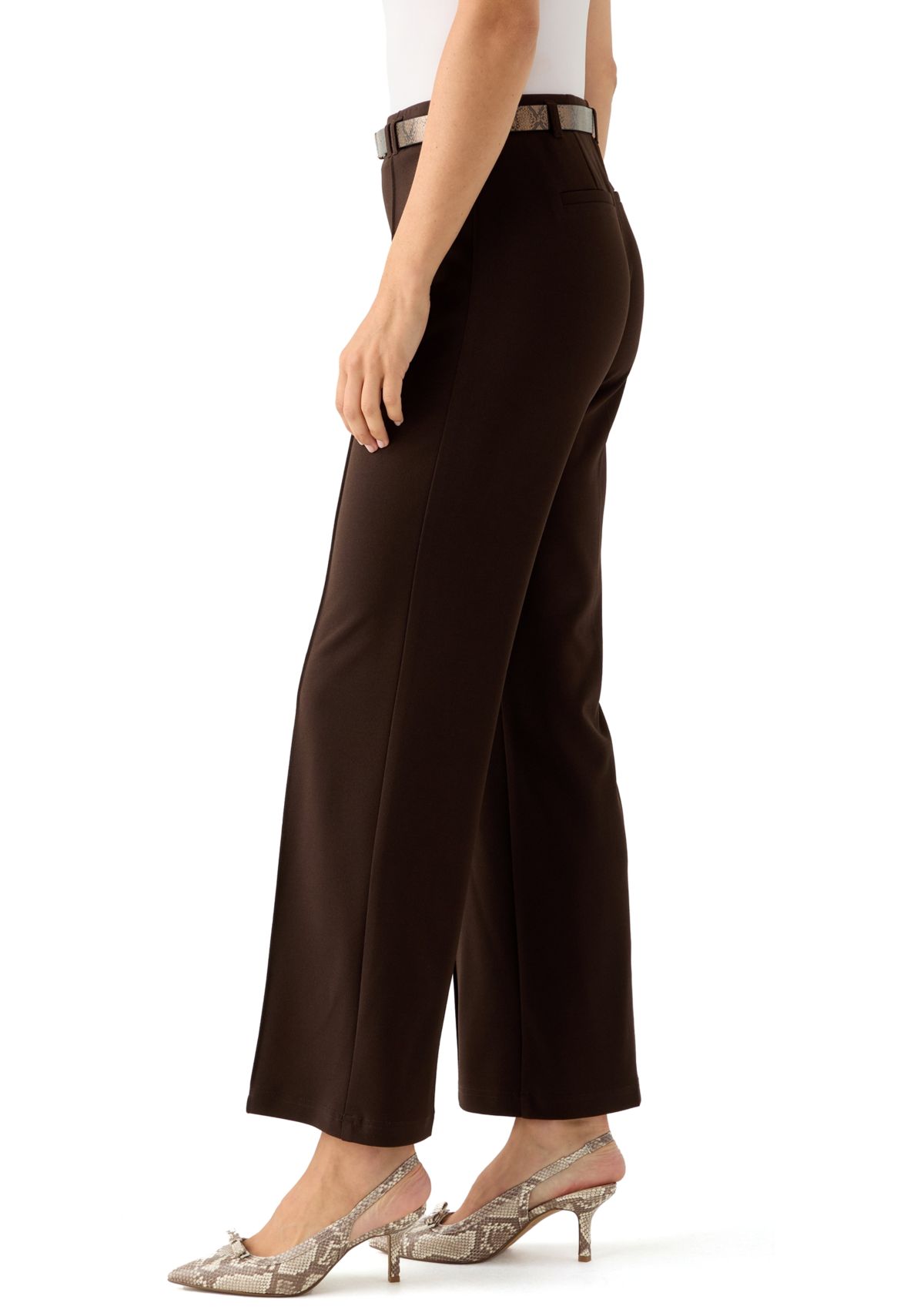 Womens Belted Wide Leg Pants