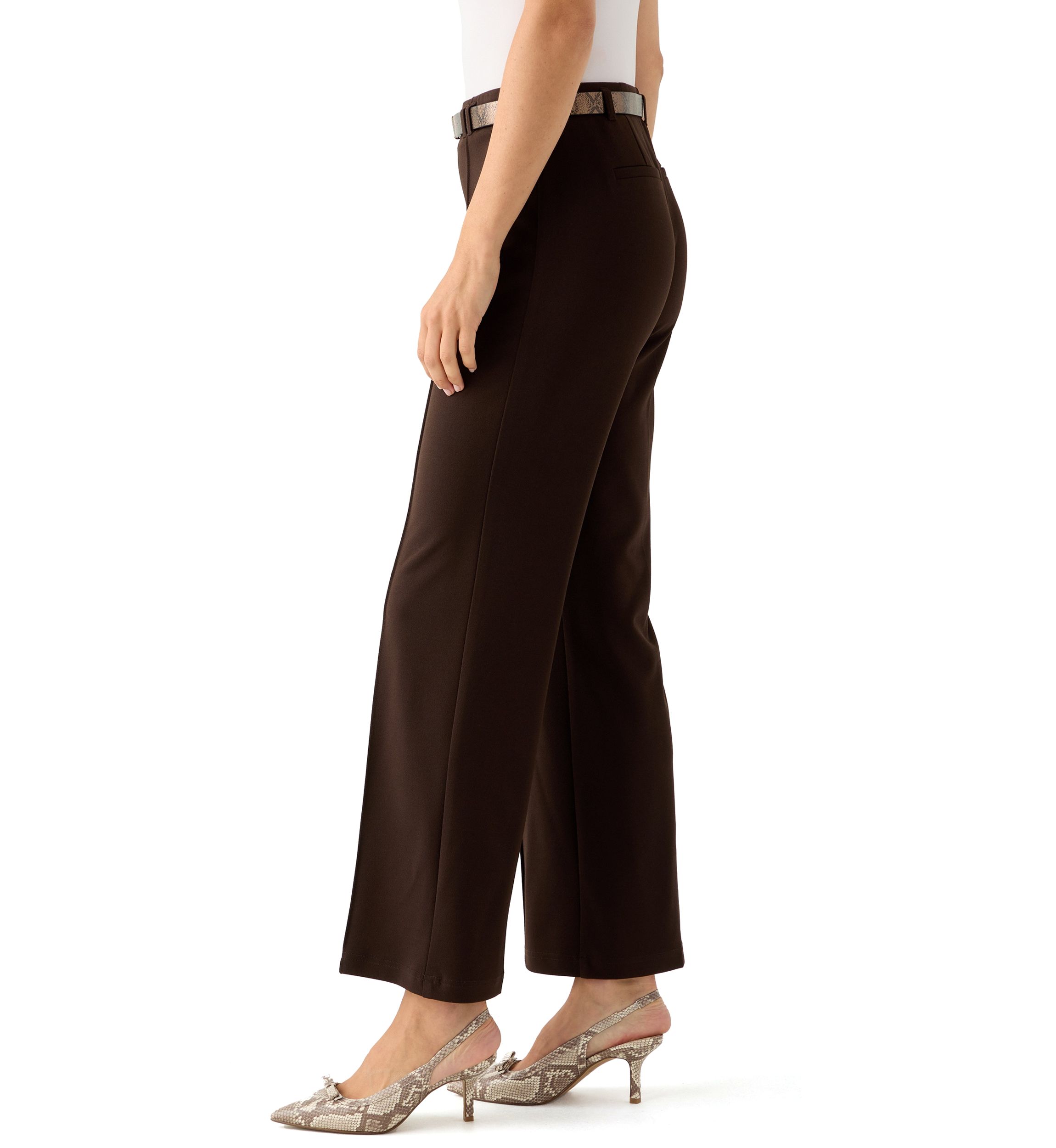 Womens Belted Wide Leg Pants