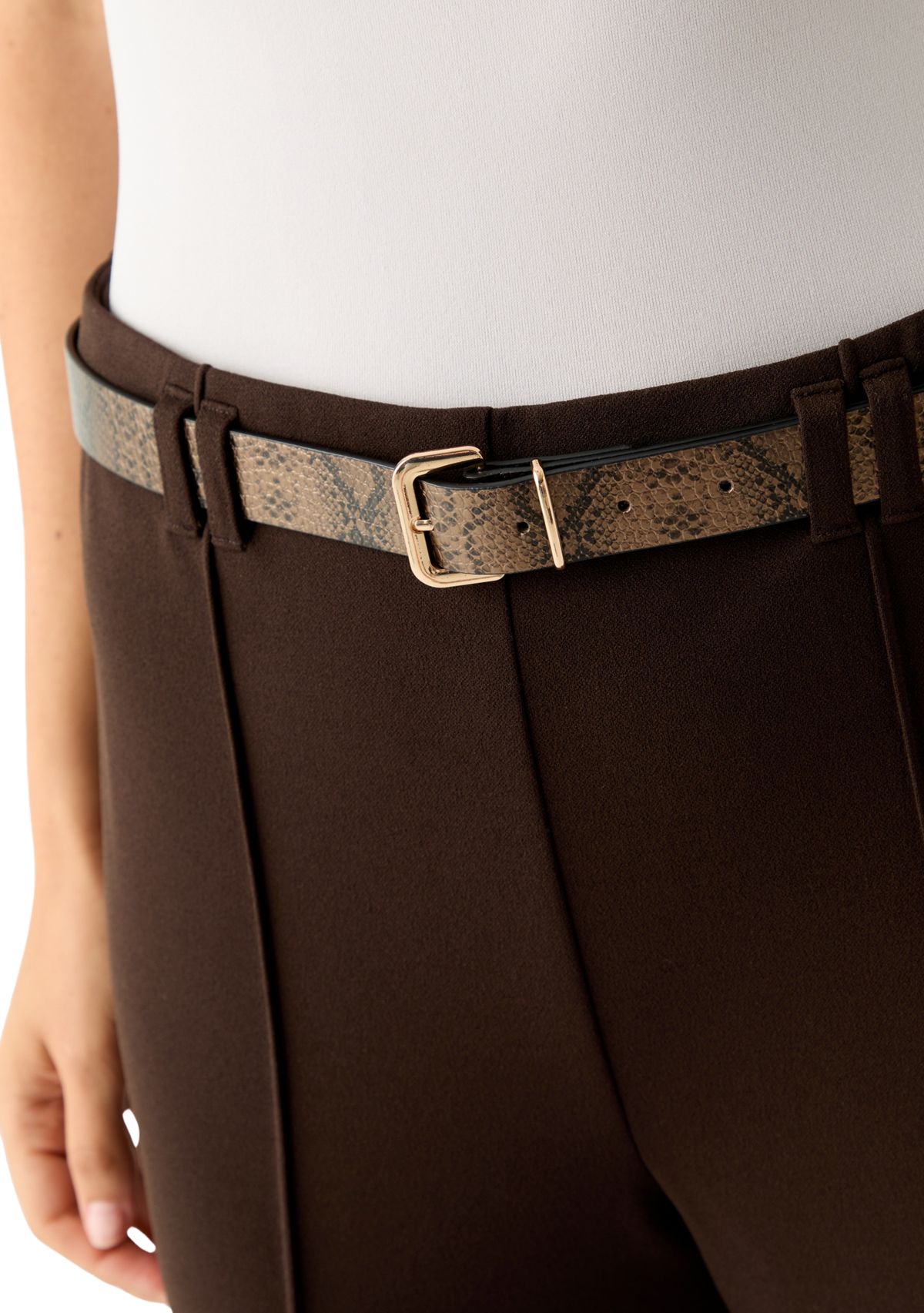 Womens Belted Wide Leg Pants