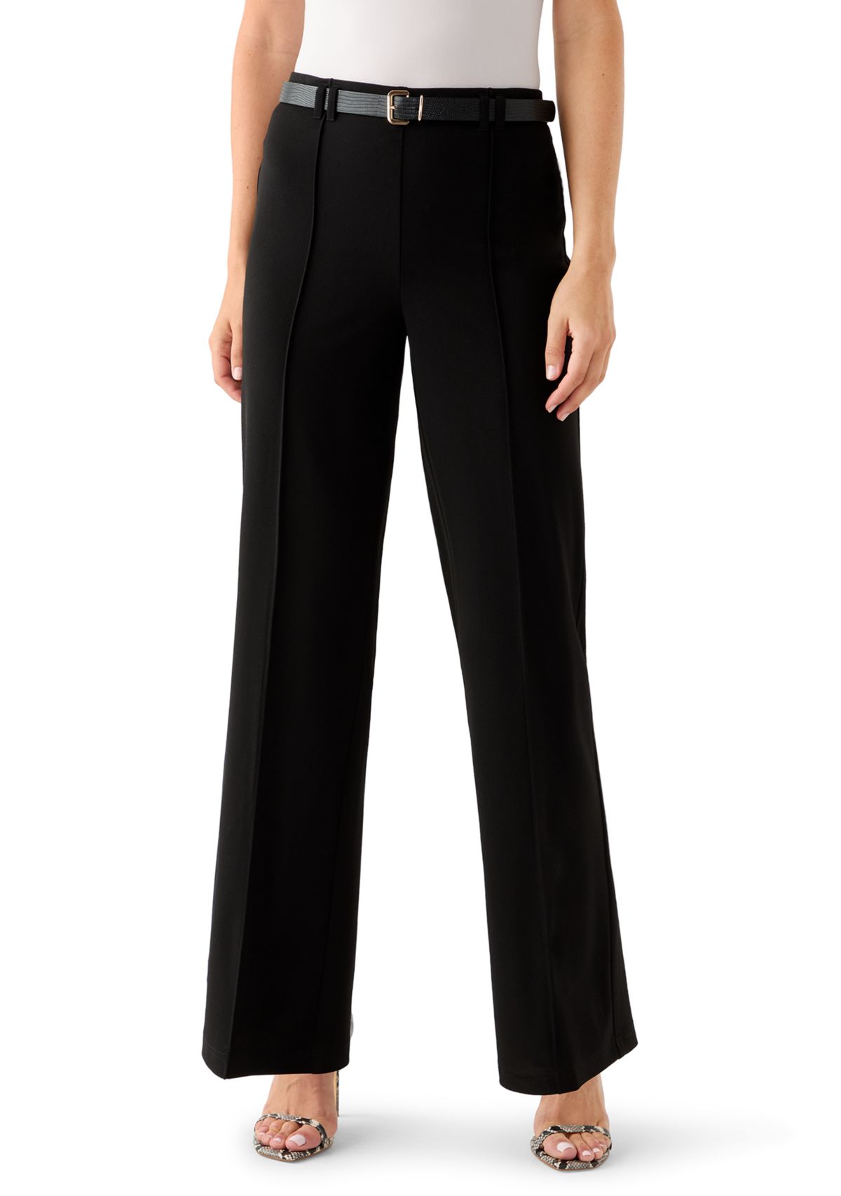 Womens Belted Wide Leg Pants