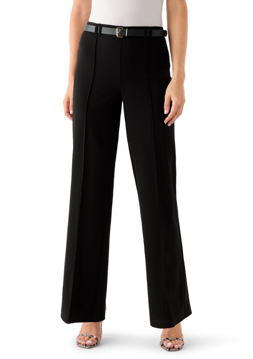 Womens Belted Wide Leg Pants