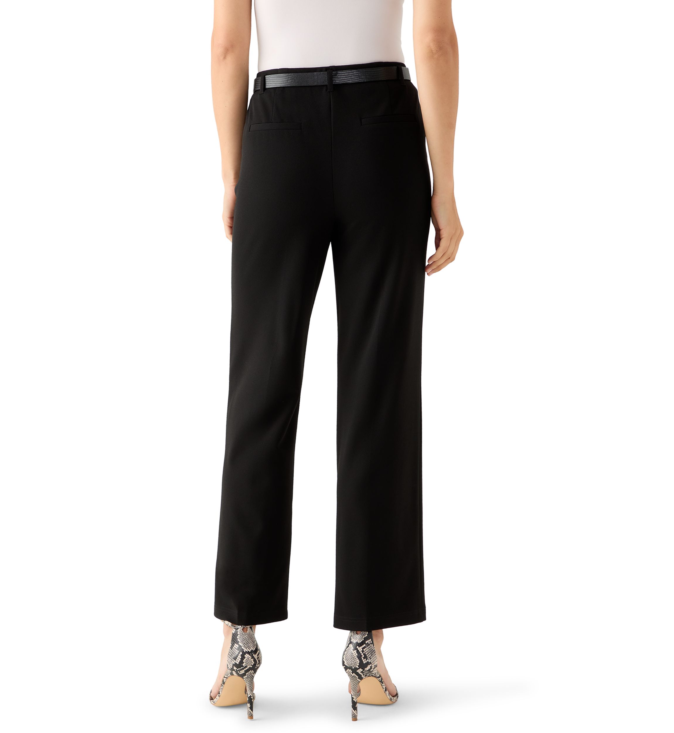 Womens Belted Wide Leg Pants